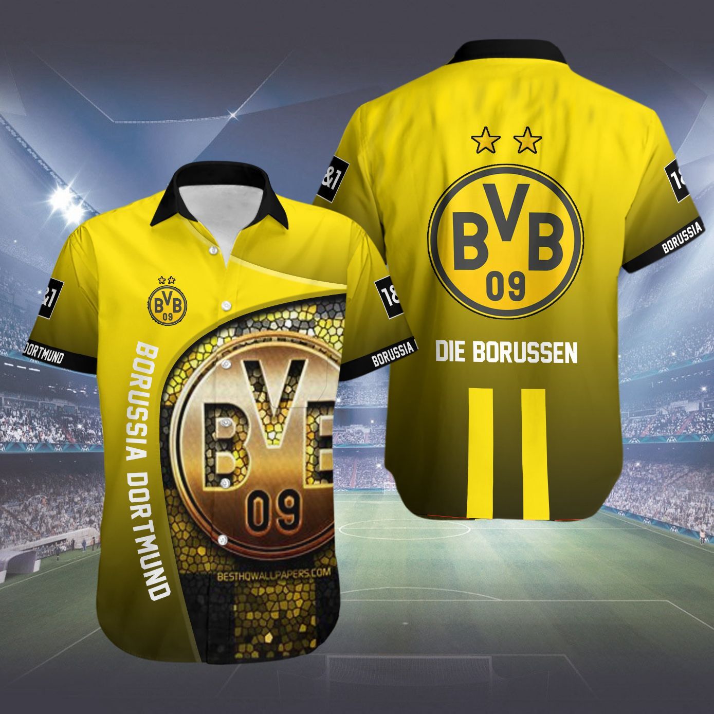 Borussia Dortmund Dark Yellow Die Borussen Hawaiian Shirt