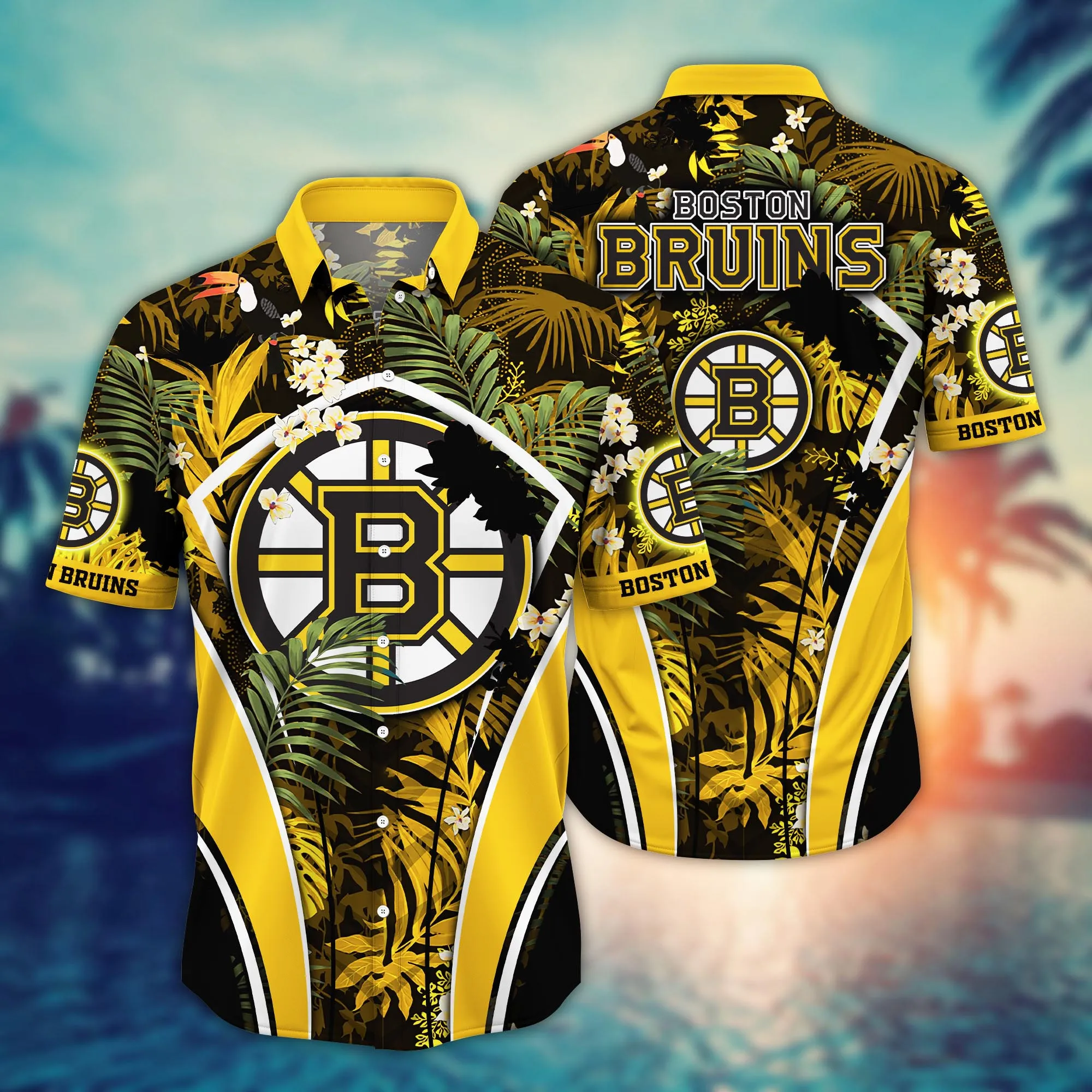 Boston Bruins NHL Hawaiian Shirt Leisure Aloha Shirt