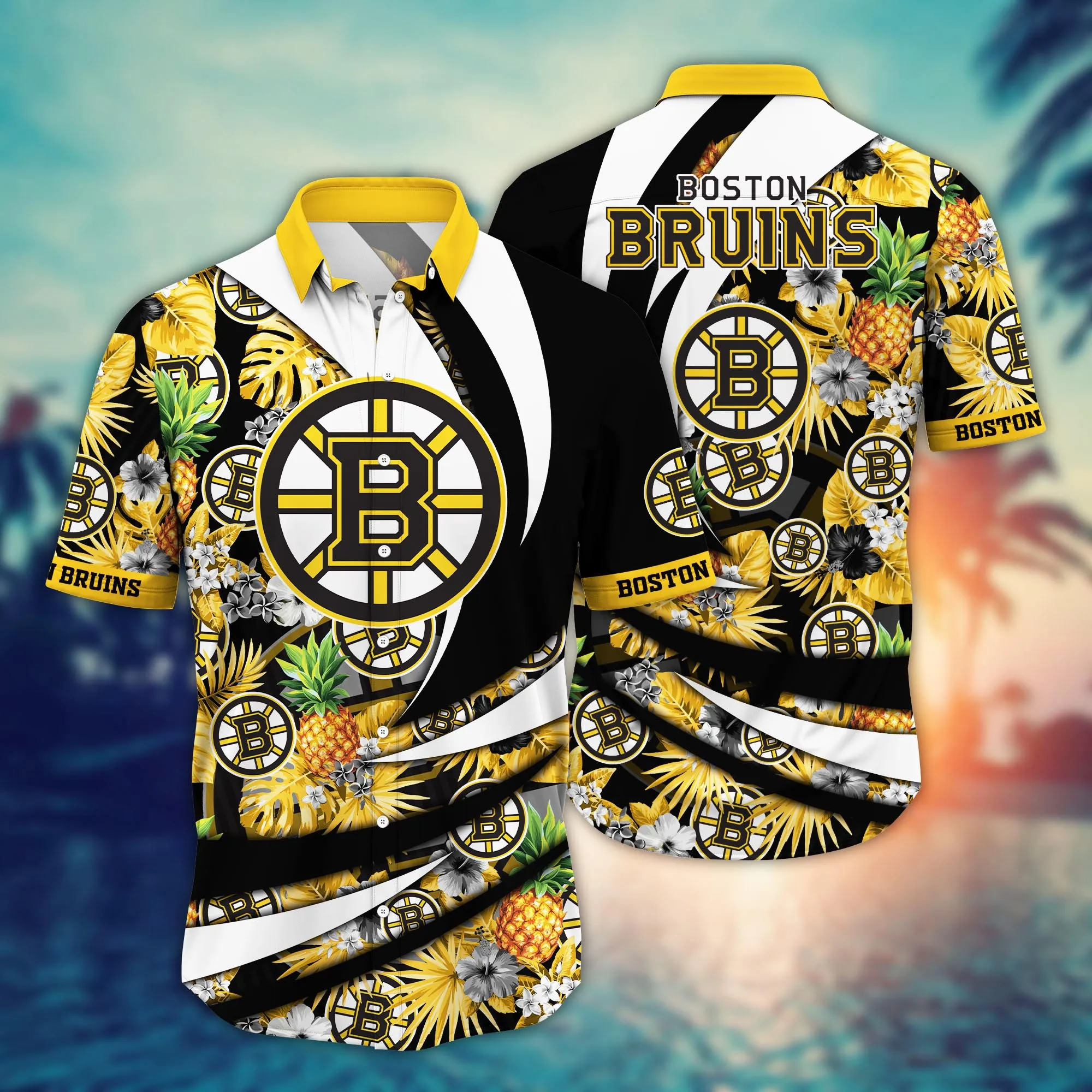 Boston Bruins NHL Hawaiian Shirt Straw Hats Aloha Shirt