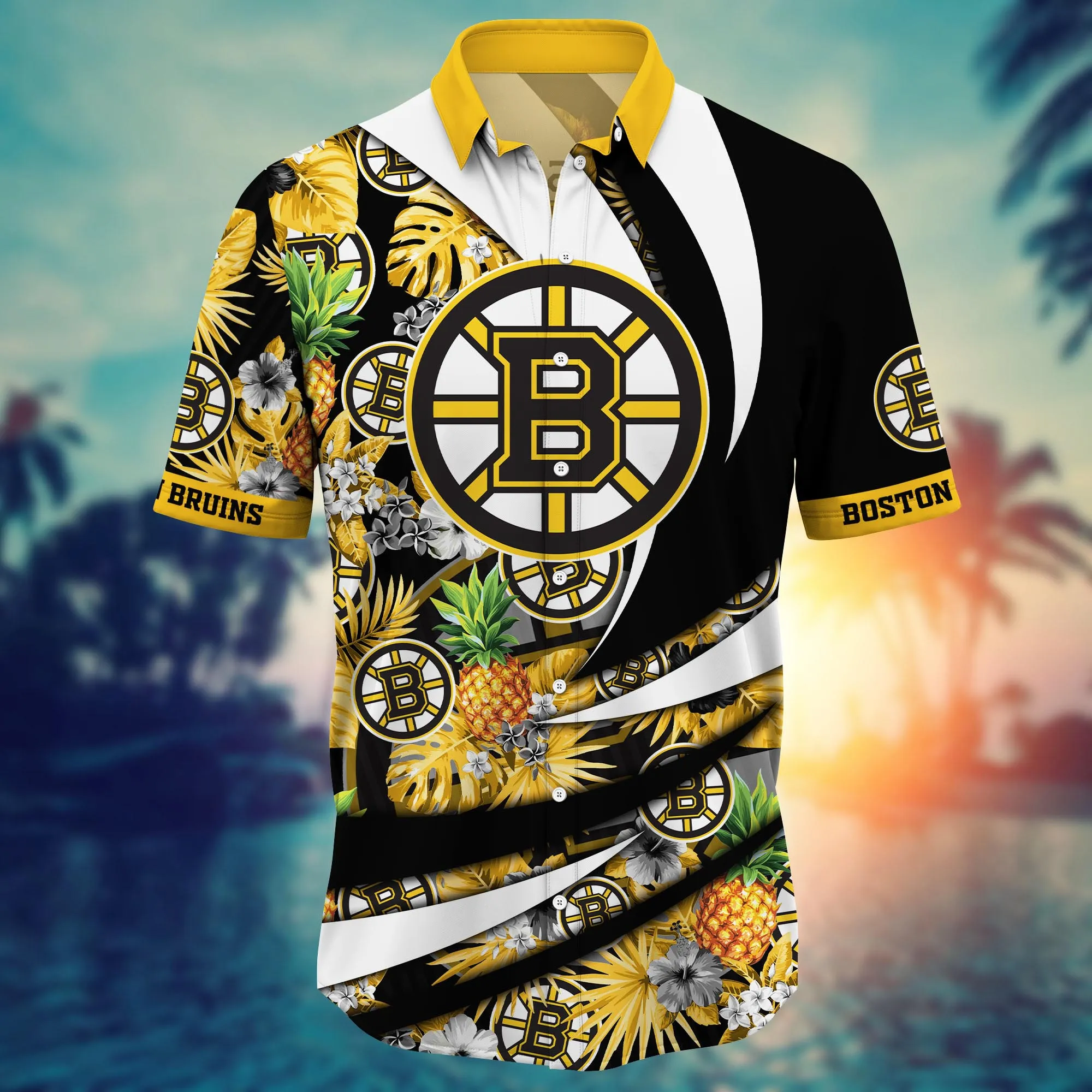 Boston Bruins NHL Hawaiian Shirt Straw Hats Aloha Shirt