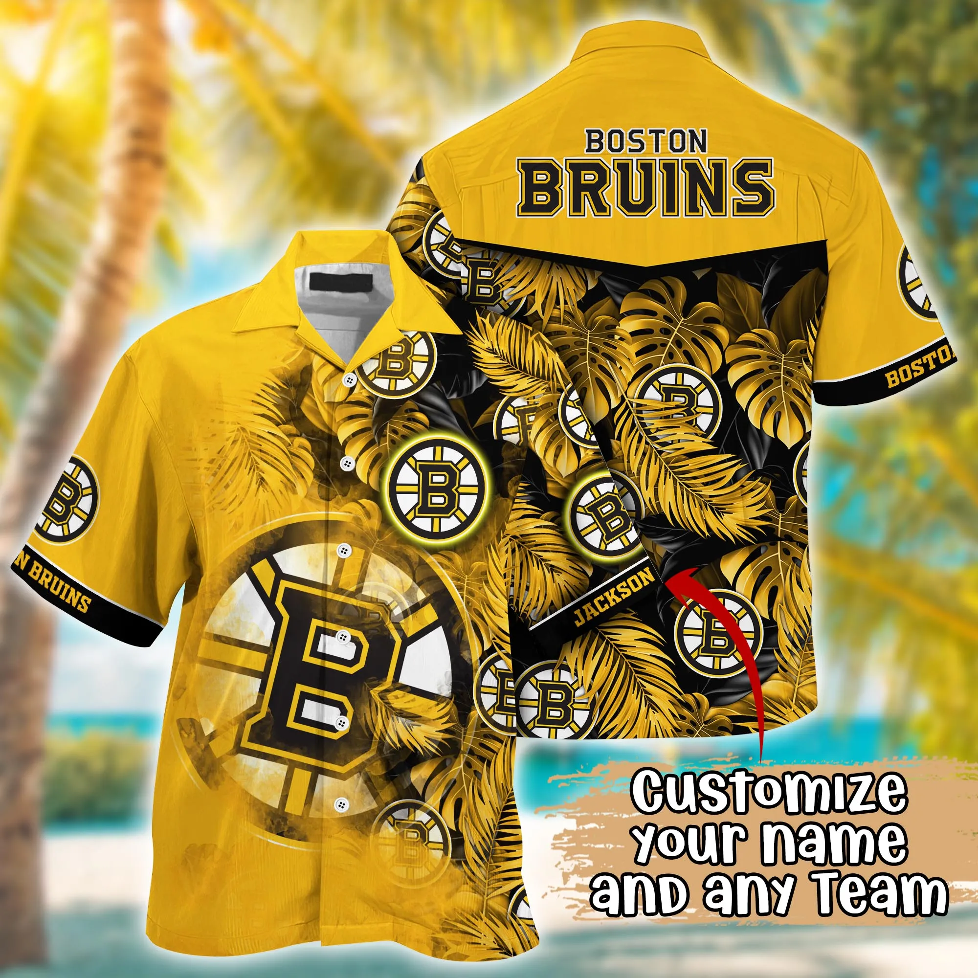 Boston Bruins NHL Summer Hawaii Shirt And Tshirt Custom Aloha Shirt