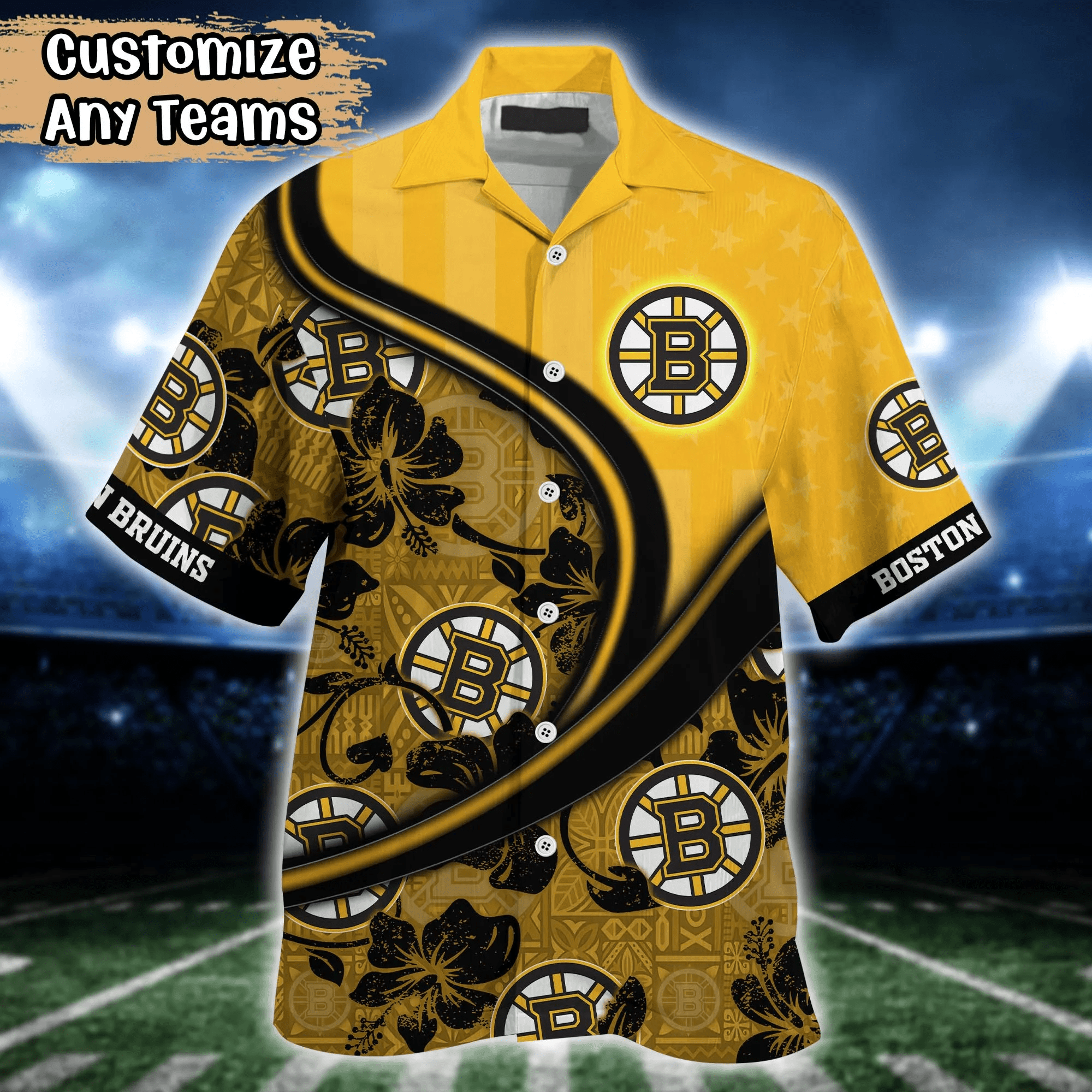 Boston Bruins NHL Us Flag Hawaiian Shirt Custom Summer Aloha Shirt