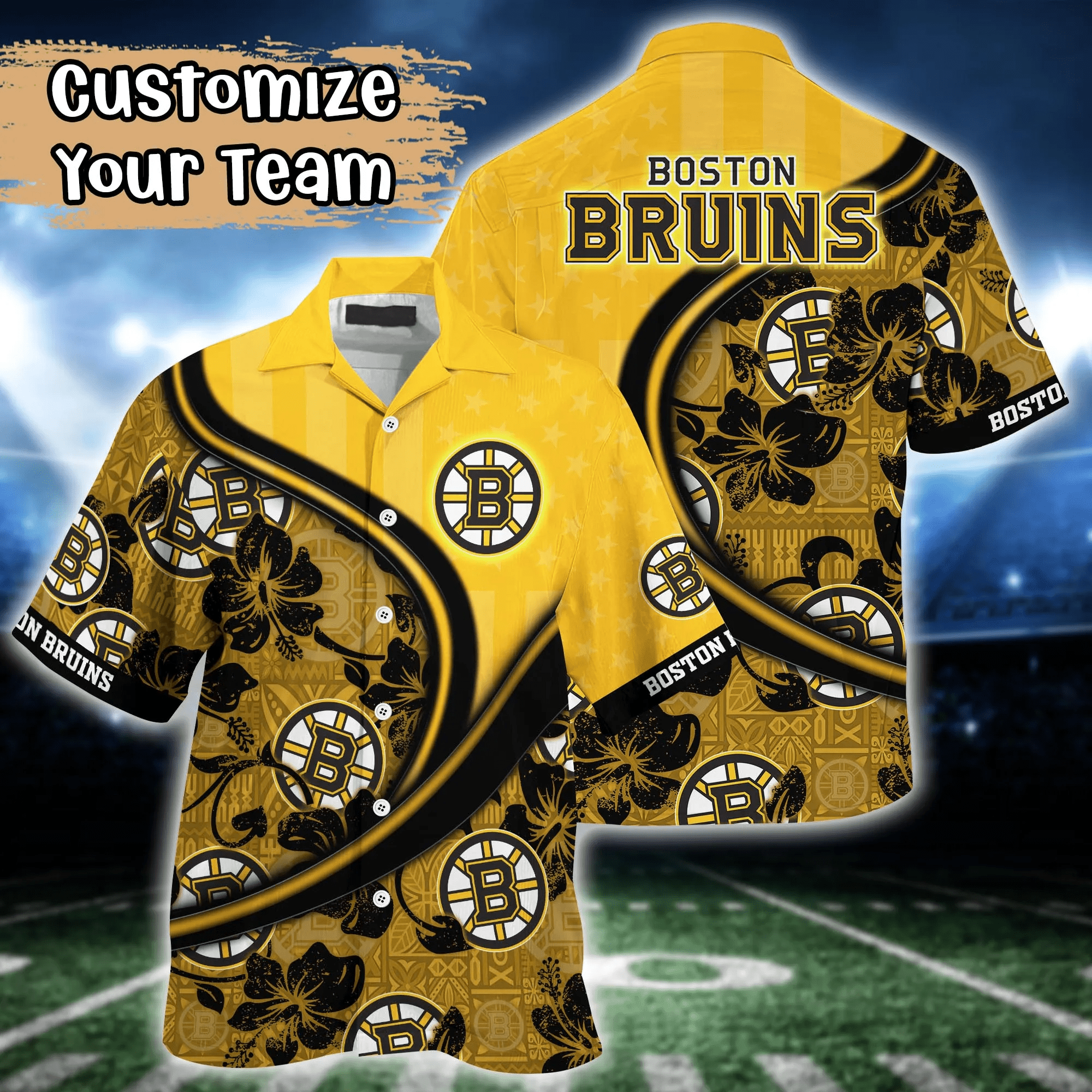 Boston Bruins NHL Us Flag Hawaiian Shirt Custom Summer Aloha Shirt Boston Bruins NHL Us Flag Hawaiian Shirt Custom Summer Aloha Shirt