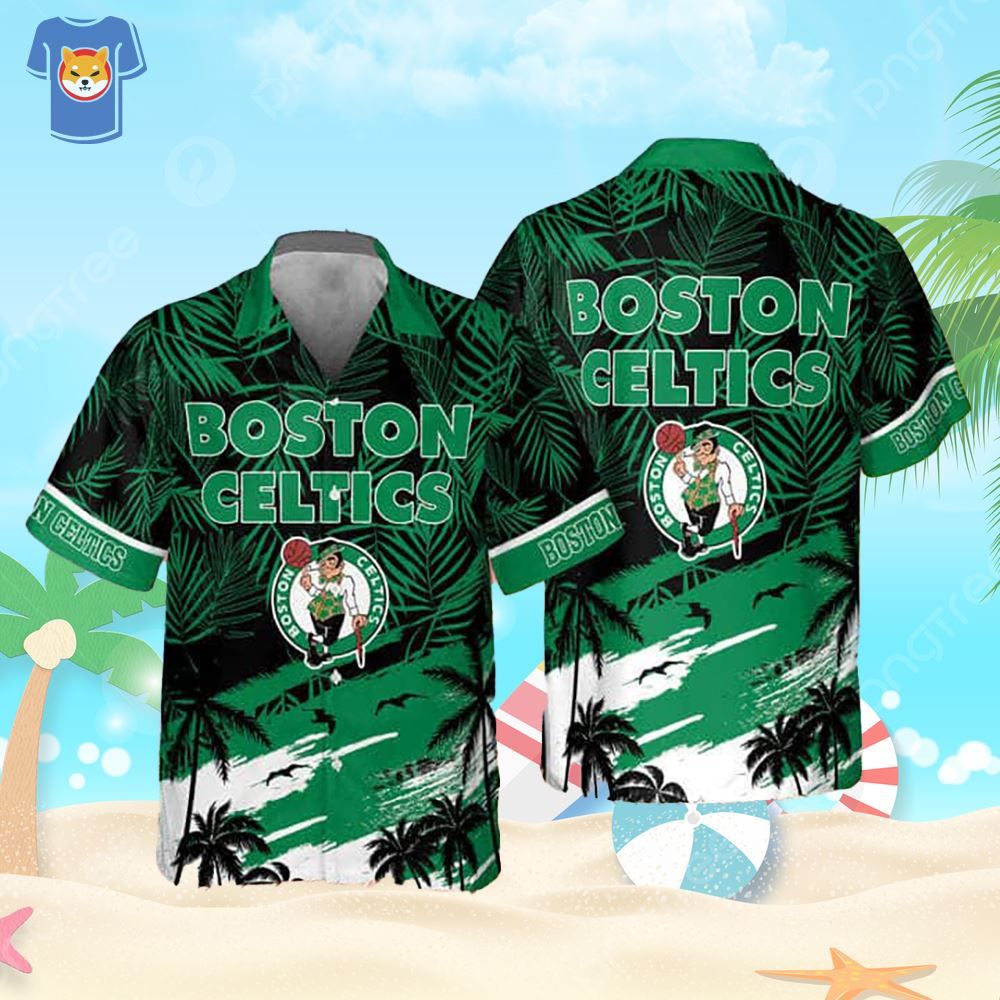 Boston Celtics Hawaiian Shirt Palm Leaves Pattern Beach Gift For Friend