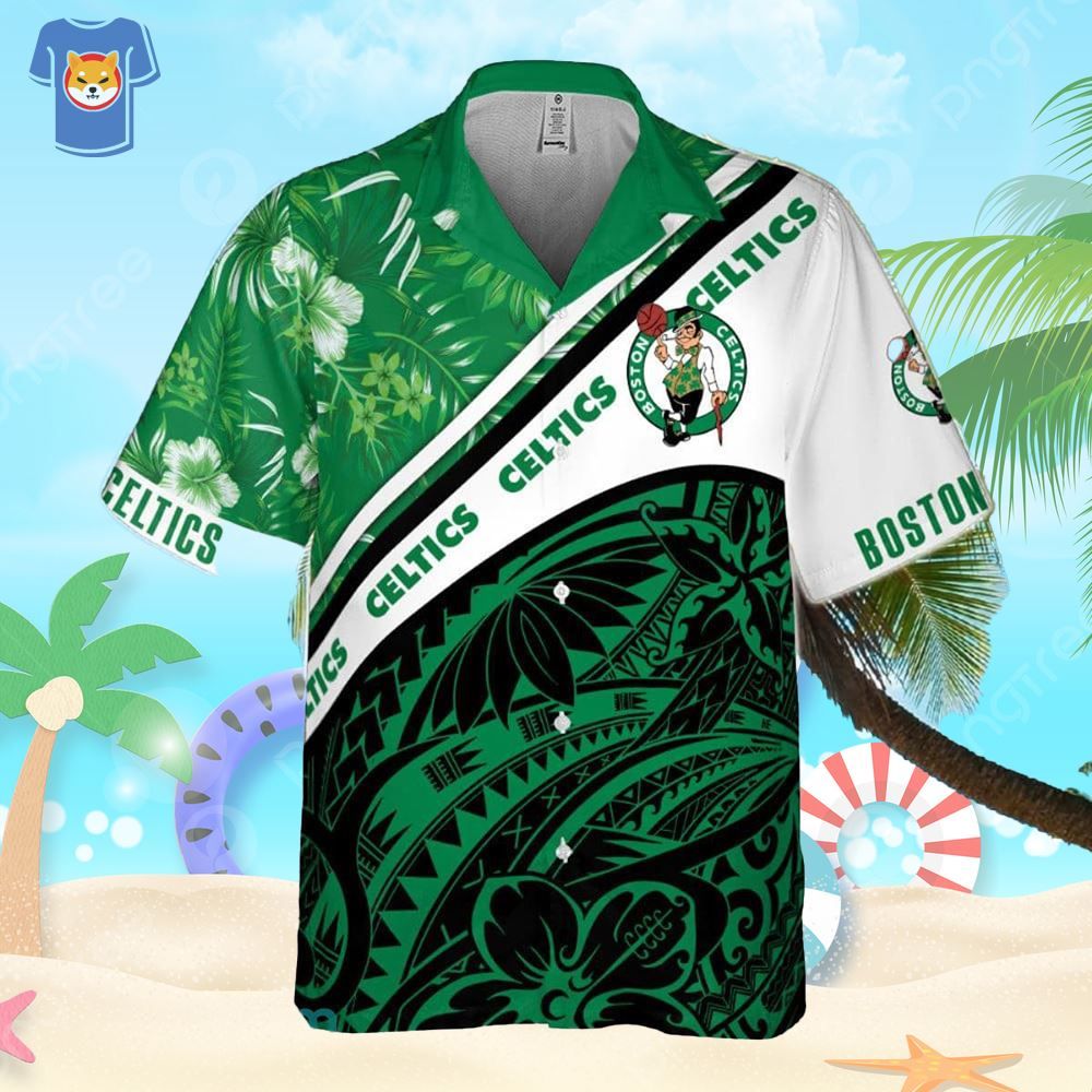 Boston Celtics Polynesian Pattern National National Basketball Association Hawaiian Shirt
