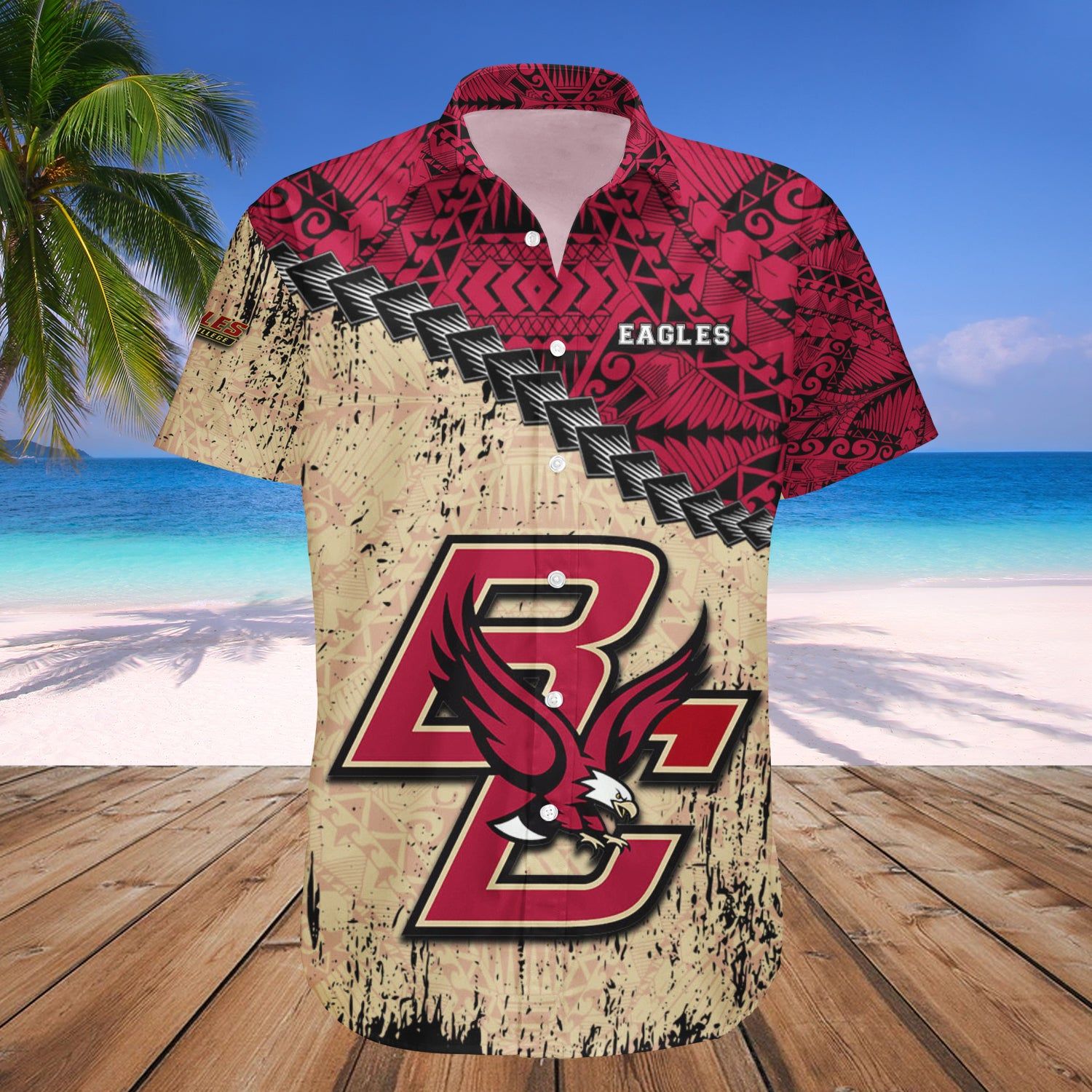 Boston College Eagles Hawaii Shirt Grunge Polynesian Tattoo – NCAA
