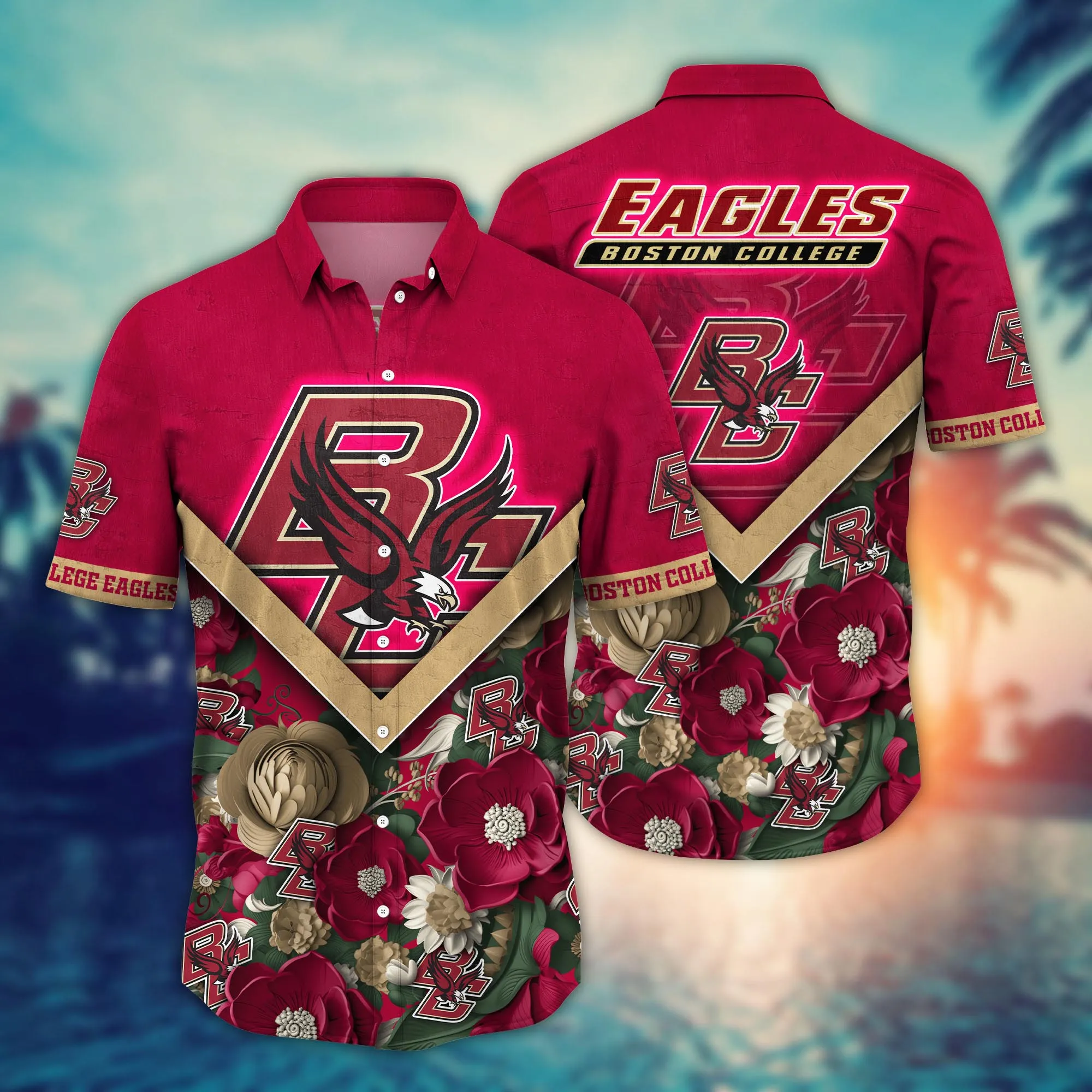 Boston College Eagles NCAA Hawaiian Shirt Custom Sunburn Aloha Shirt Boston College Eagles NCAA Hawaiian Shirt Custom Sunburn Aloha Shirt
