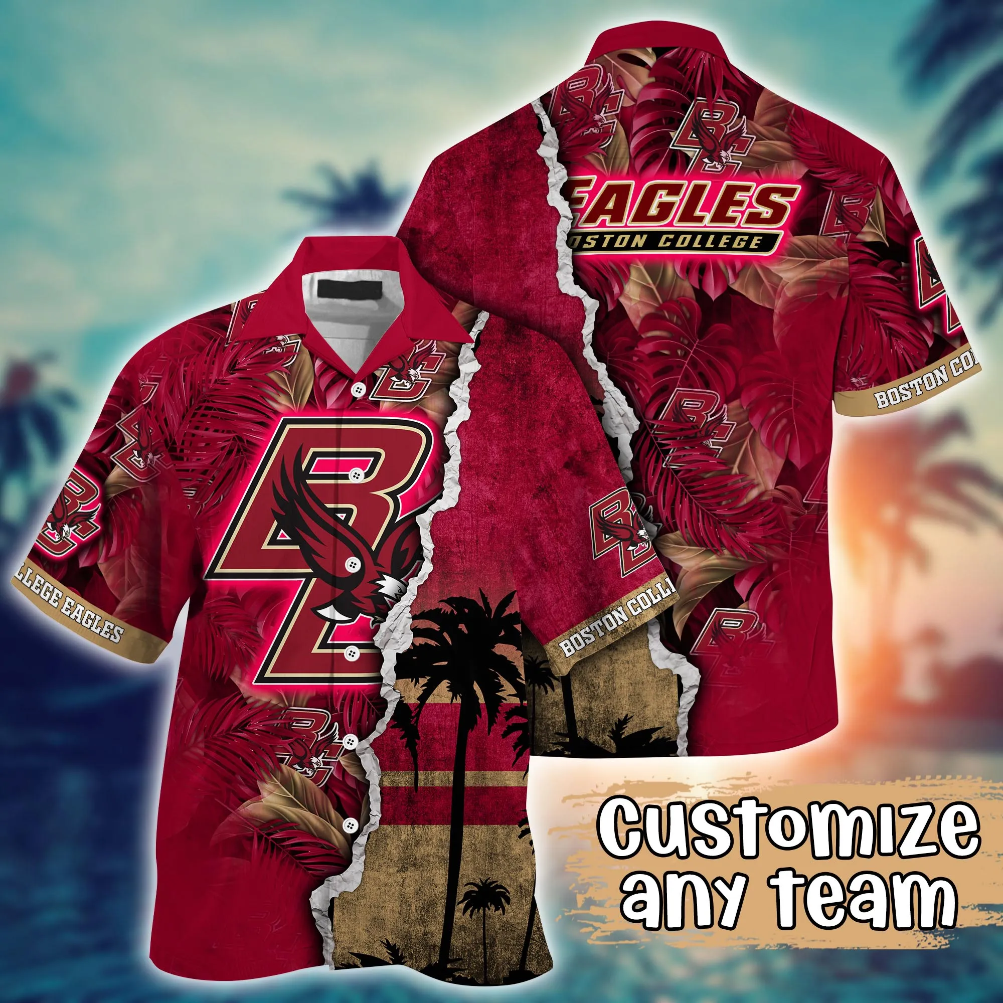 Boston College Eagles NCAA Hawaiian Shirt Custom Sunning Aloha Shirt