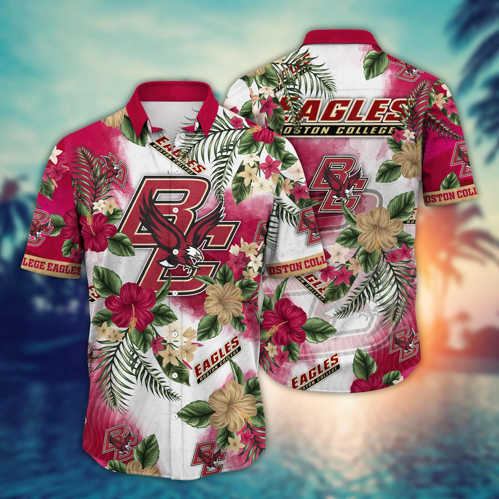 Boston College Eagles NCAA Hawaiian Shirt Sunburntime Aloha Shirt Boston College Eagles NCAA Hawaiian Shirt Sunburntime Aloha Shirt
