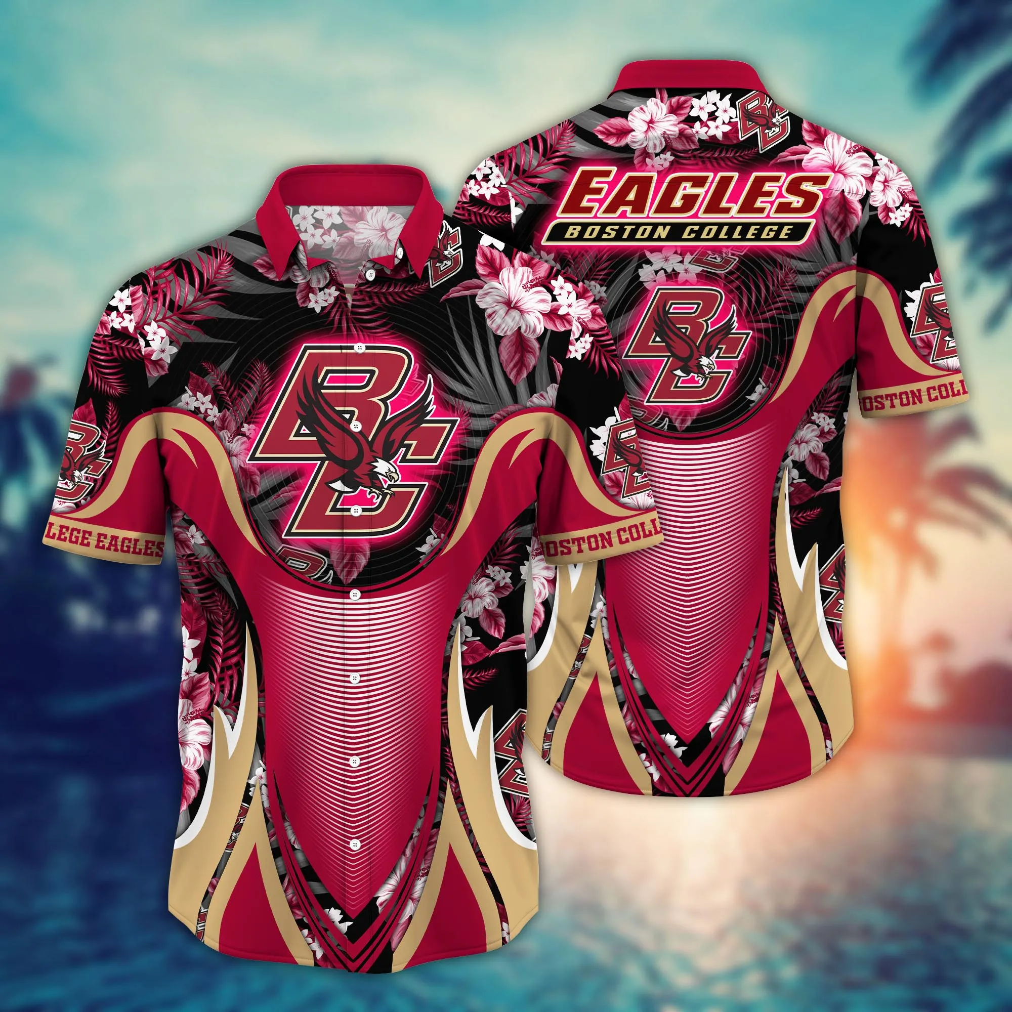 Boston College Eagles NCAA Hawaiian Shirt Sunsets Aloha Shirt