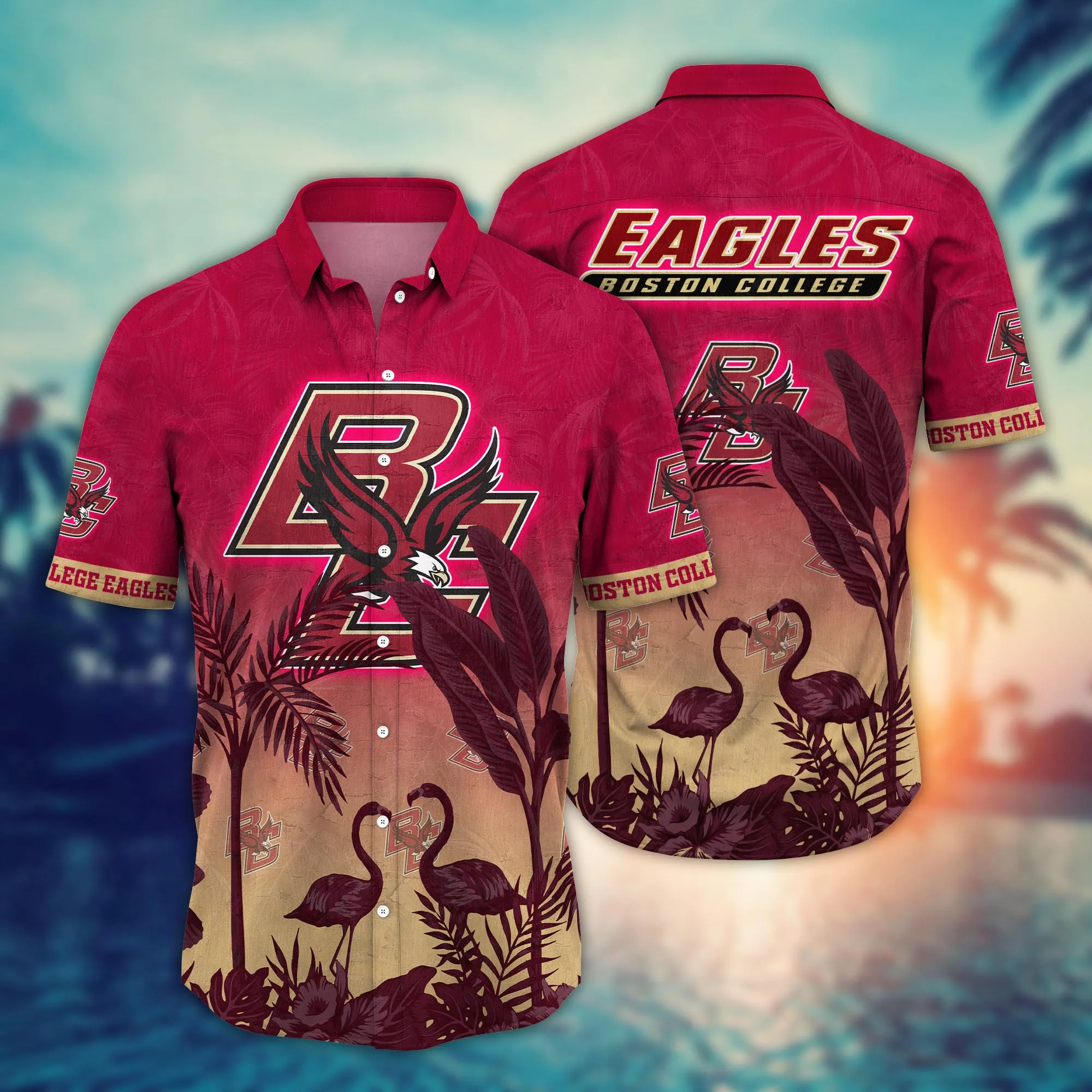 Boston College Eagles NCAA Hawaiian Shirt Tan Linestime Aloha Shirt Boston College Eagles NCAA Hawaiian Shirt Tan Linestime Aloha Shirt