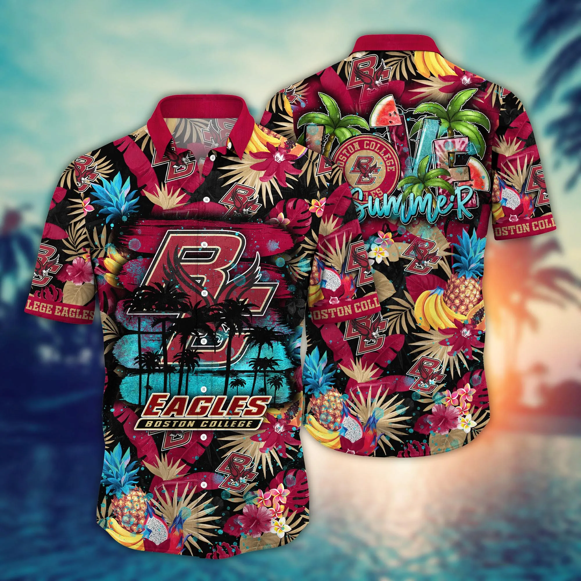 Boston College Eagles NCAA Hawaiian Shirt Vacation Timetime Aloha Shirt Boston College Eagles NCAA Hawaiian Shirt Vacation Timetime Aloha Shirt