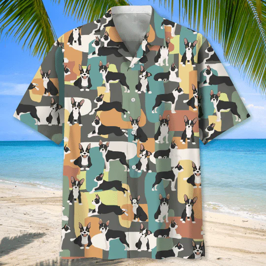 Boston Dog Vibrant 3D Design Hawaiian Shirt For Canine Lovers