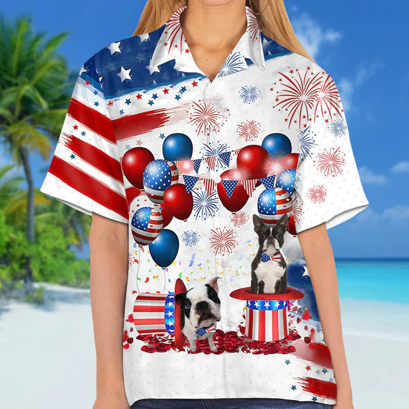 Boston Terrier Independence Day Trendy Hawaiian Shirt For Men And Women, 4Th Of July Trendy Hawaiian Shirt