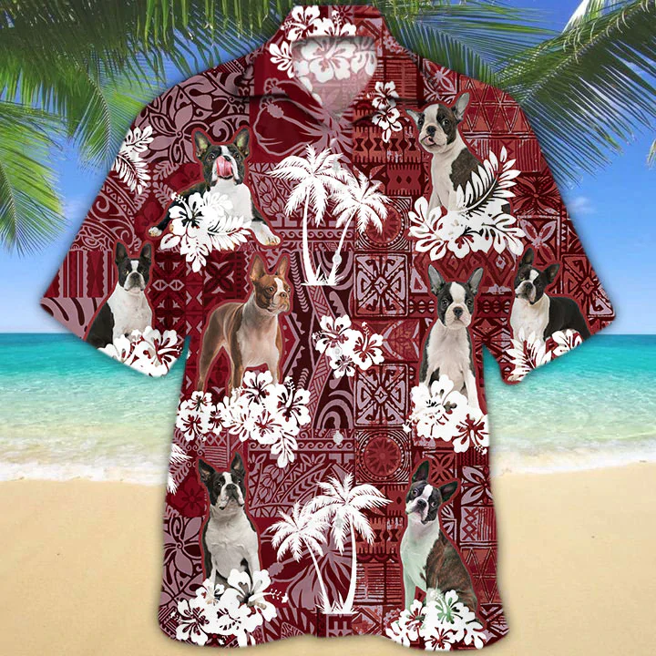 Boston Terrier Red Trendy Hawaiian Shirt, Gift For Dog Lover Shirts, Animal Summer Shirts, Trendy Hawaiian Shirt Men Boston Terrier Red Trendy Hawaiian Shirt, Gift For Dog Lover Shirts, Animal Summer Shirts, Trendy Hawaiian Shirt Men