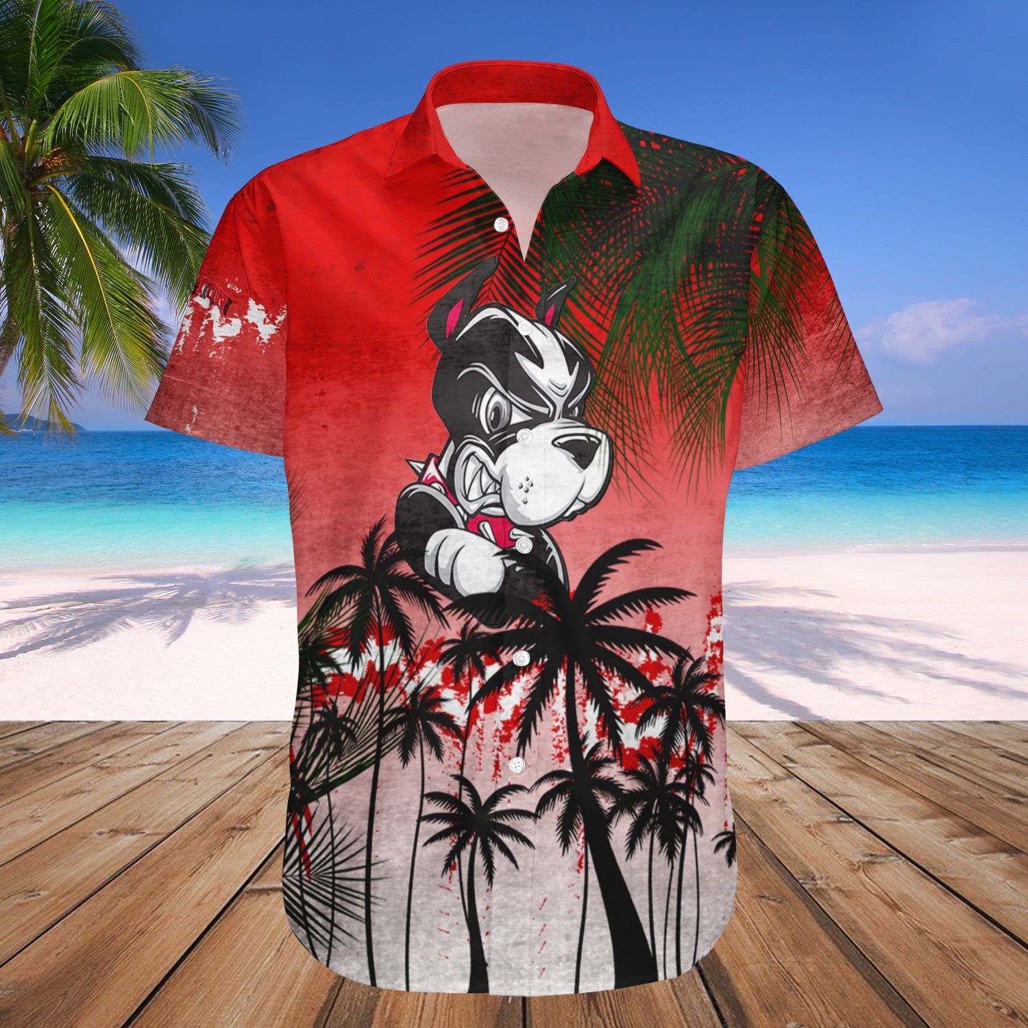 Boston University Terriers Hawaii Shirt Coconut Tree Tropical Grunge – NCAA
