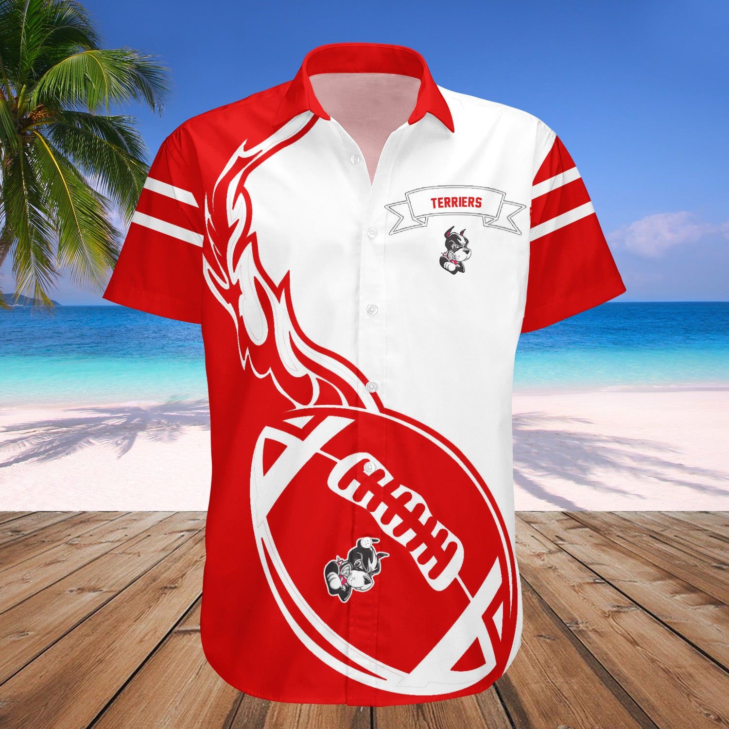 Boston University Terriers Hawaii Shirt Flame Ball – NCAA