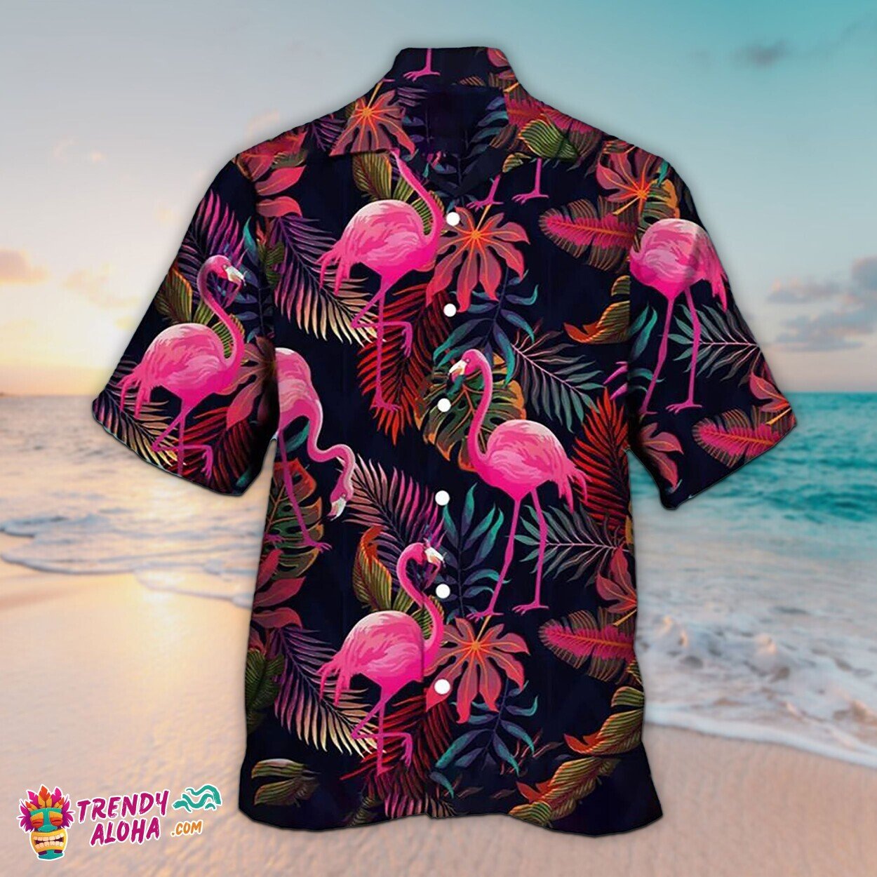 Botanical Flamingo Custom Aloha Unisex Hawaiian Short Sleeve Shirt