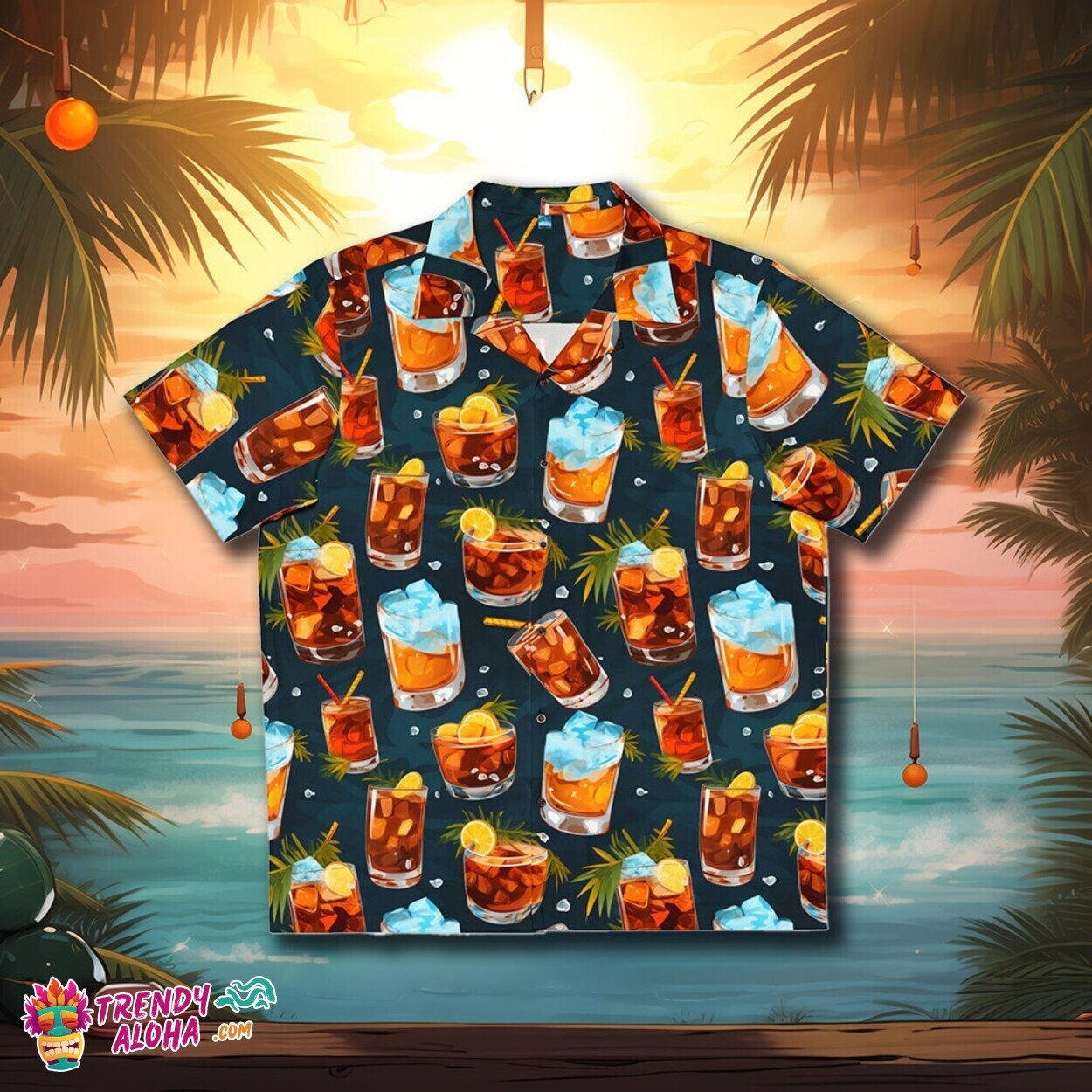Bourbon Paradise Whiskey Lover’s Hawaiian Shirt for Tropical Getaways Fun