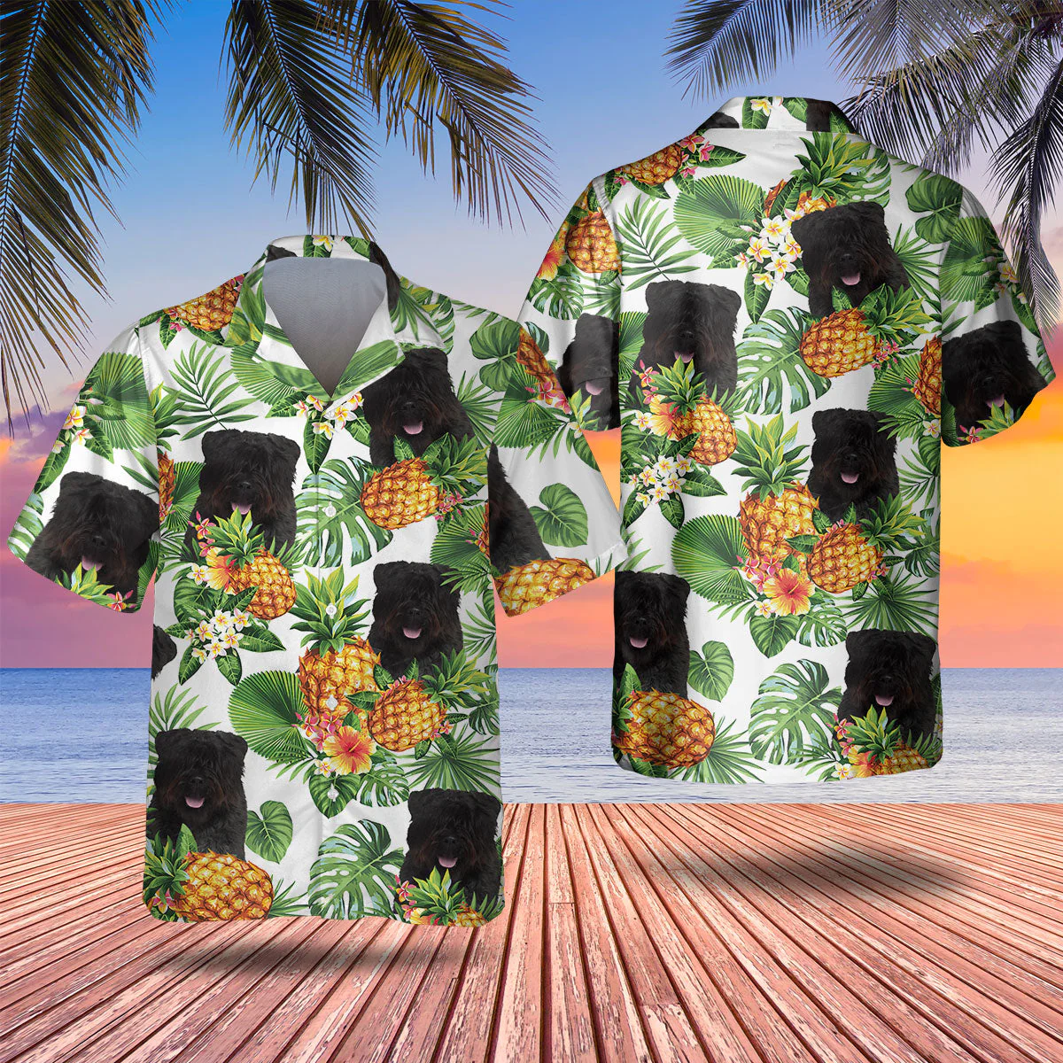 Bouvier Tropical Pattern Trendy Hawaiian Shirt, Dog Trendy Hawaiian Shirt, Summer Gift For Men And Women Bouvier Tropical Pattern Trendy Hawaiian Shirt, Dog Trendy Hawaiian Shirt, Summer Gift For Men And Women