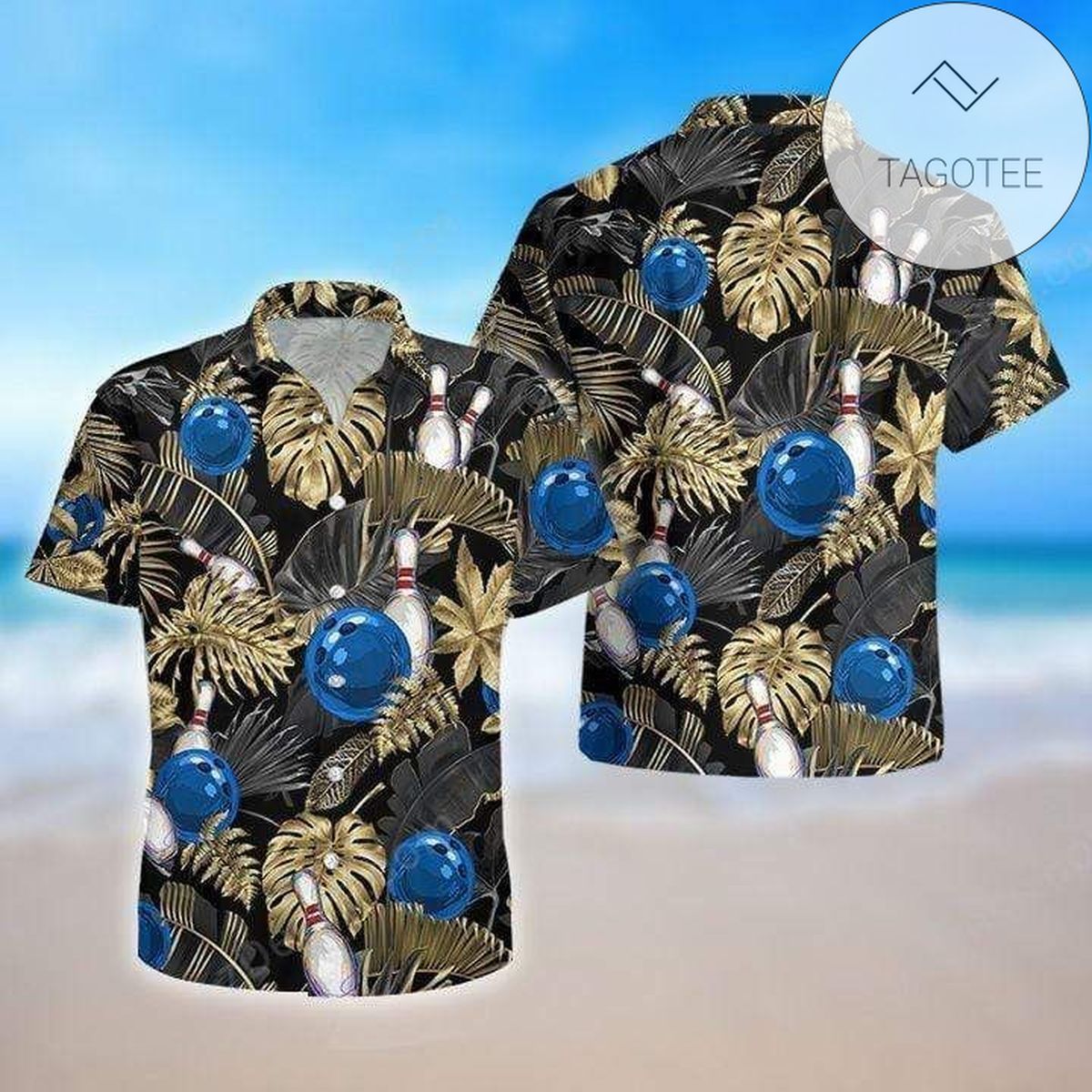 Bowling Aficionados Unite in Black Hawaiian Shirt Design