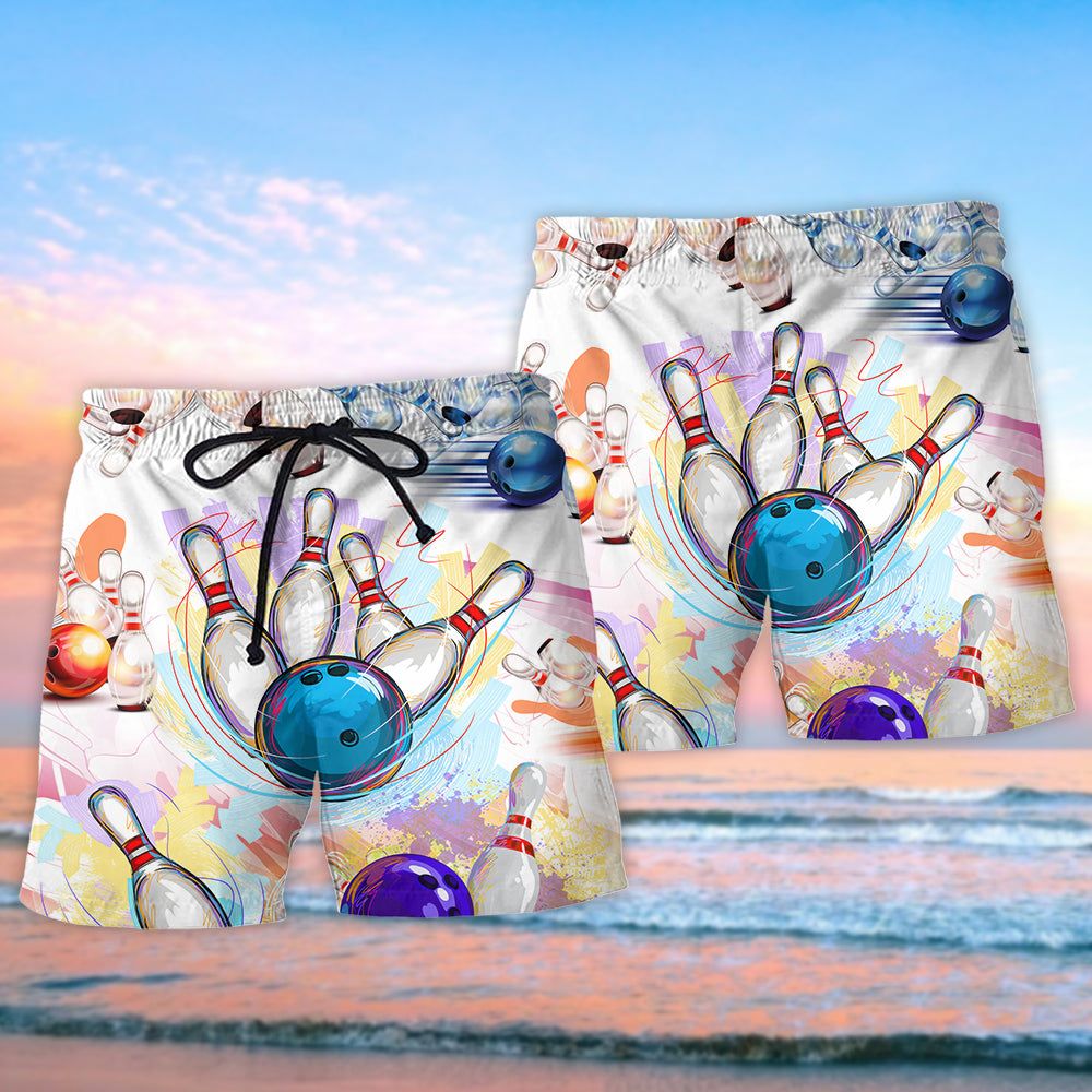 Bowling Art Playing Game Trendy Aloha Hawaiian Beach Shorts