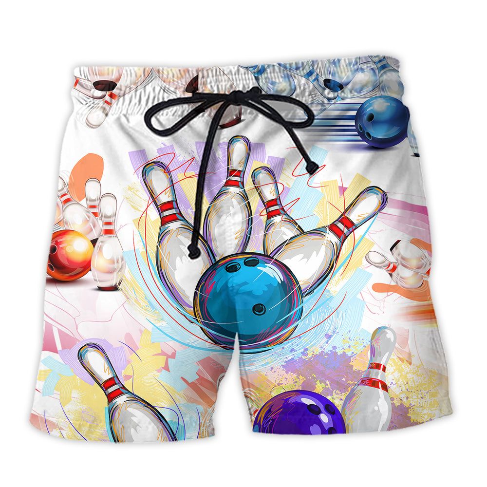 Bowling Art Playing Game Trendy Aloha Hawaiian Beach Shorts Bowling Art Playing Game Trendy Aloha Hawaiian Beach Shorts