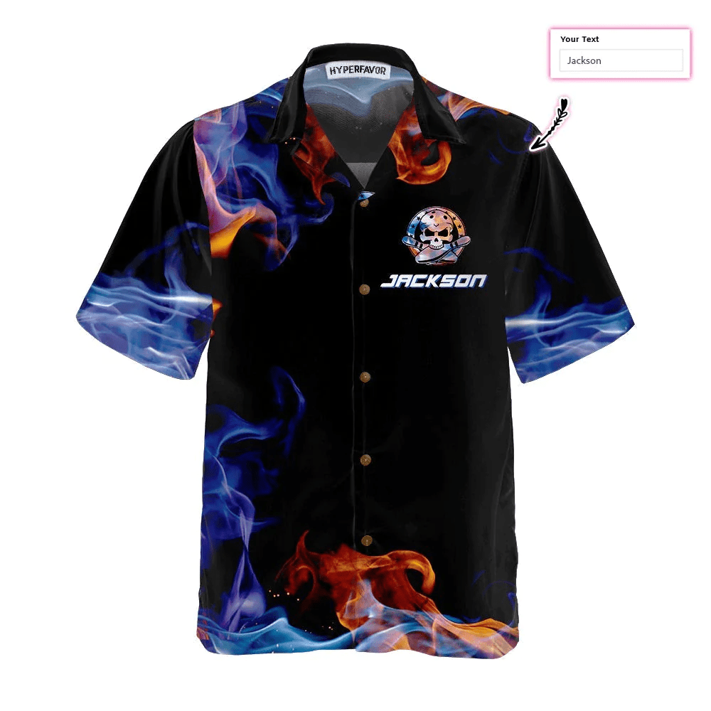 Bowling Ball Aloha Shirt For Men, There Is No Crying In Bowling Just Lots Of Swearing Custom Name Trendy Hawaiian Shirt
