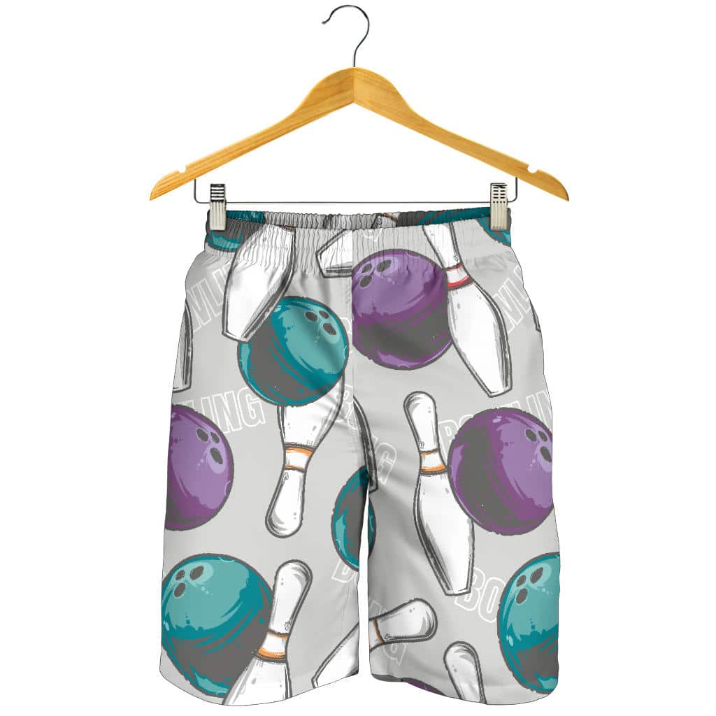 Bowling Ball And Pin Gray Background For Men Women Kid Shorts