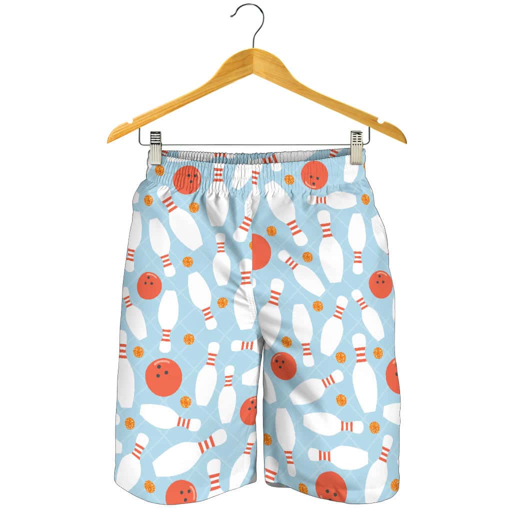 Bowling Ball Bowling Pins Blue Blackground For Men Women Kid Shorts