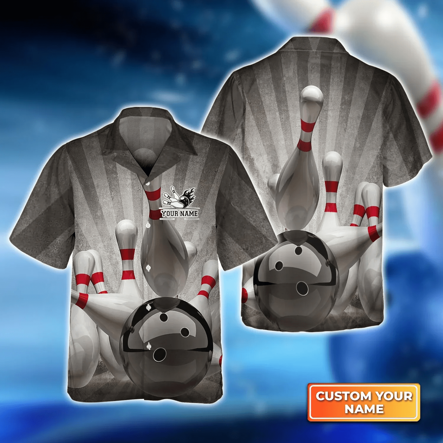 Bowling Ball Crashing Into The Pins On Vintage Trendy Hawaiian Shirt, Bowling Trendy Hawaiian Shirt For Men, Women, Bowling Team Shirt