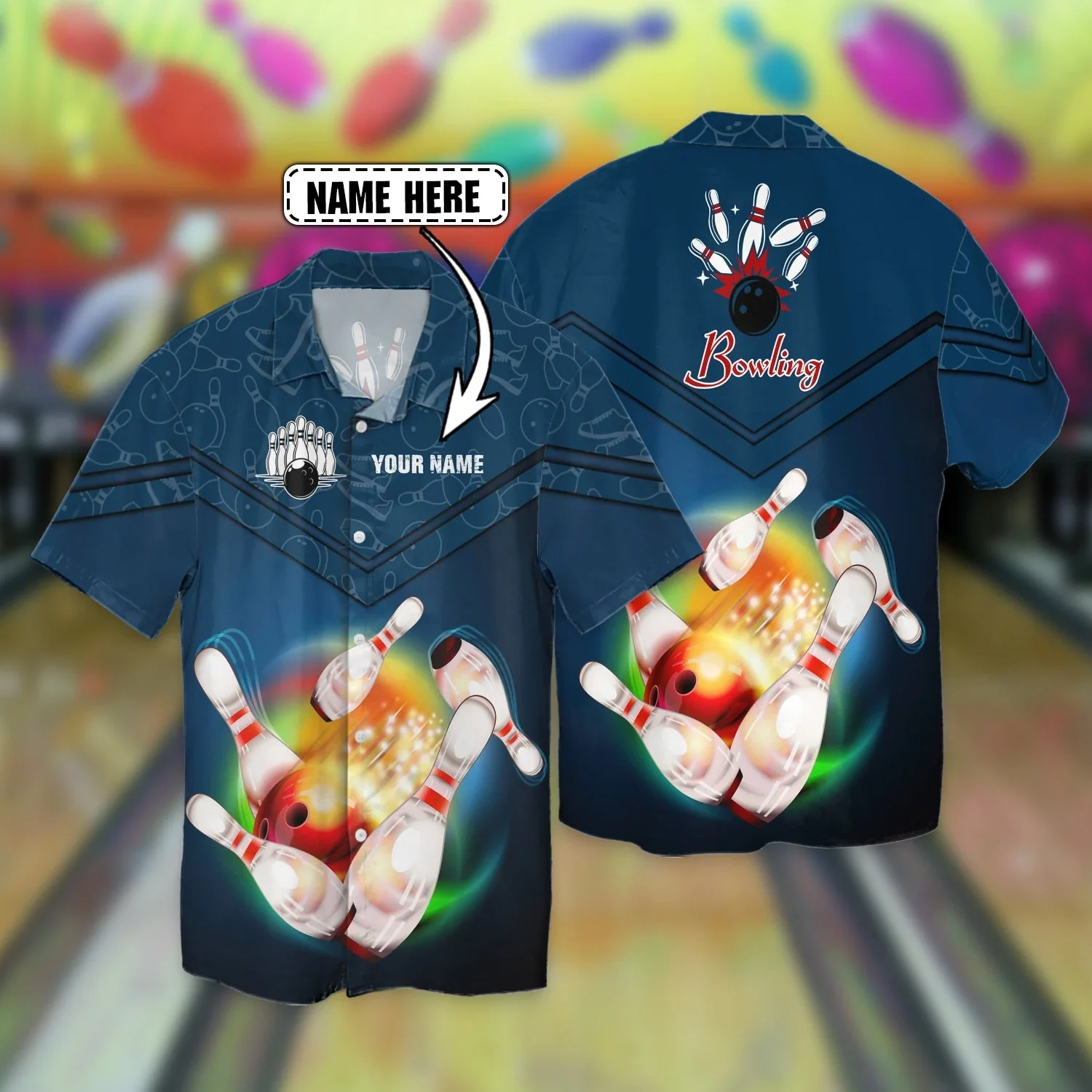 Bowling Ball Trendy Hawaiian Shirt, Bowling Ball Aloha Shirt For Men, Vintage Hawaii T-Shirt