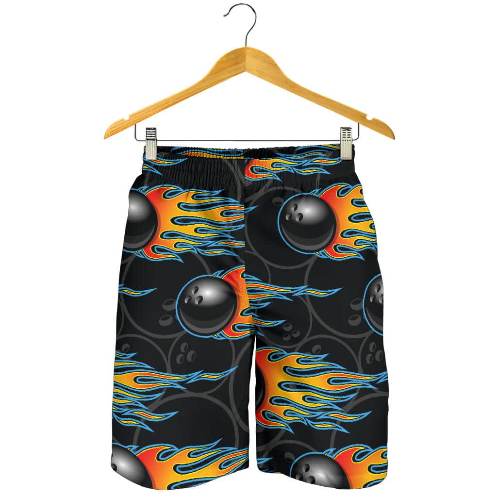 Bowling Balls Flame Pattern For Men Women Kid Shorts Trendy Aloha