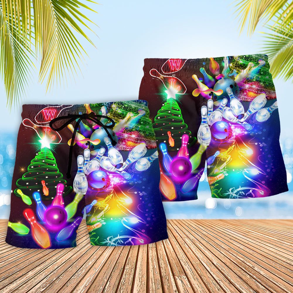 Bowling Christmas Merry Everything Happy Always Trendy Aloha Hawaiian Beach Shorts