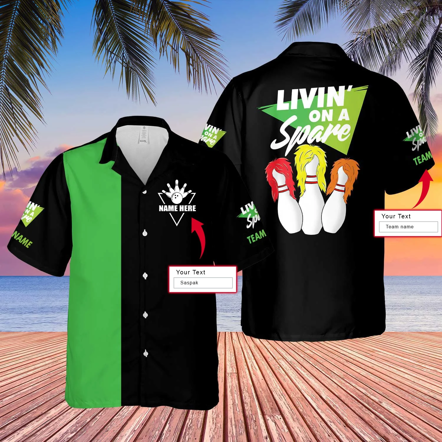 Bowling Custom Trendy Hawaiian Shirt, Custom Name And Team Name, Bowling Livin’ On A Spare Shirt For Men, Women, Bowling Team