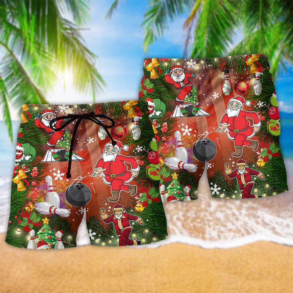 Bowling Do You Wanna Solo Bowling With Santa Claus Trendy Aloha Hawaiian Beach Shorts