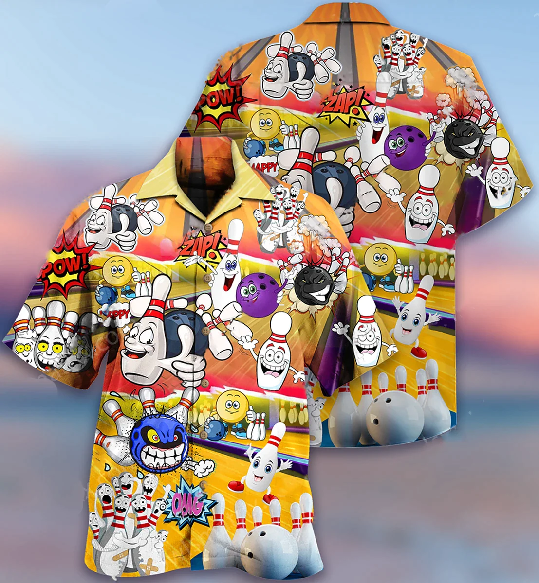 Bowling Drama Showcased In A Split Happens Hawaiian Shirt