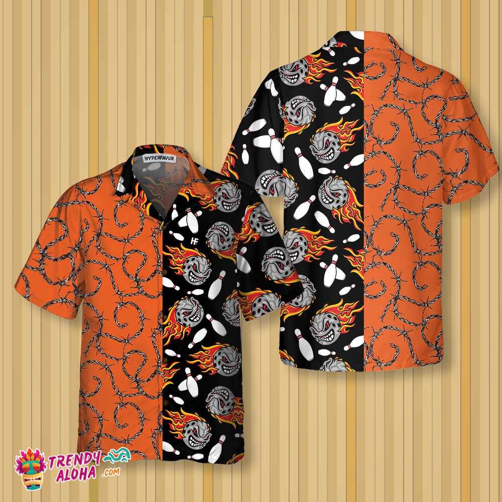 Bowling Fire Pattern Hawaiian Shirt, Flame Striking Bowling Shirt, Best Gift For Bowling Players Bowling Fire Pattern Hawaiian Shirt, Flame Striking Bowling Shirt, Best Gift For Bowling Players