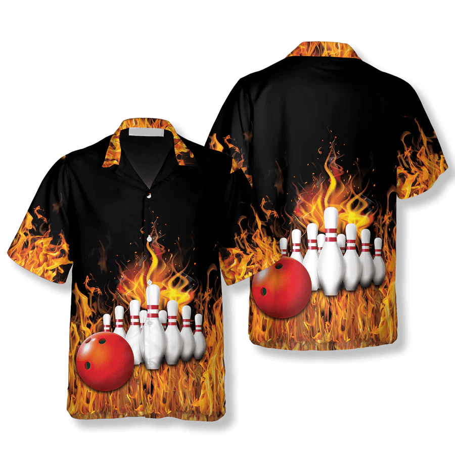 Bowling Flame Ball And Pins Bowling Trendy Hawaiian Shirt Bowling Flame Ball And Pins Bowling Trendy Hawaiian Shirt