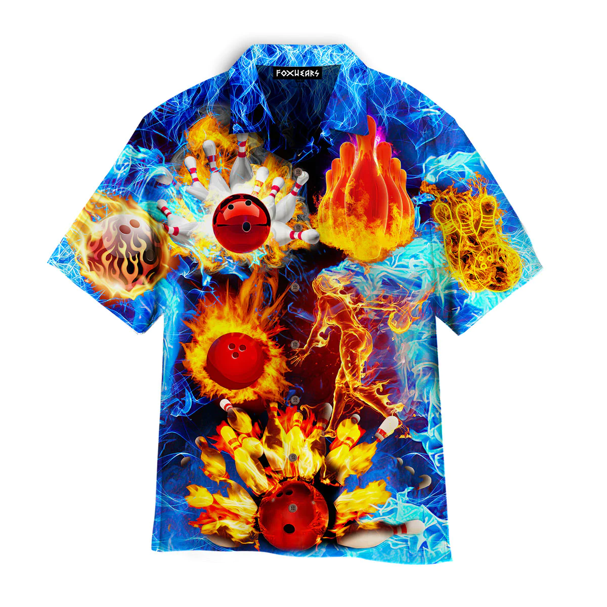 Bowling Flames and Energy Hawaiian Beach Attire