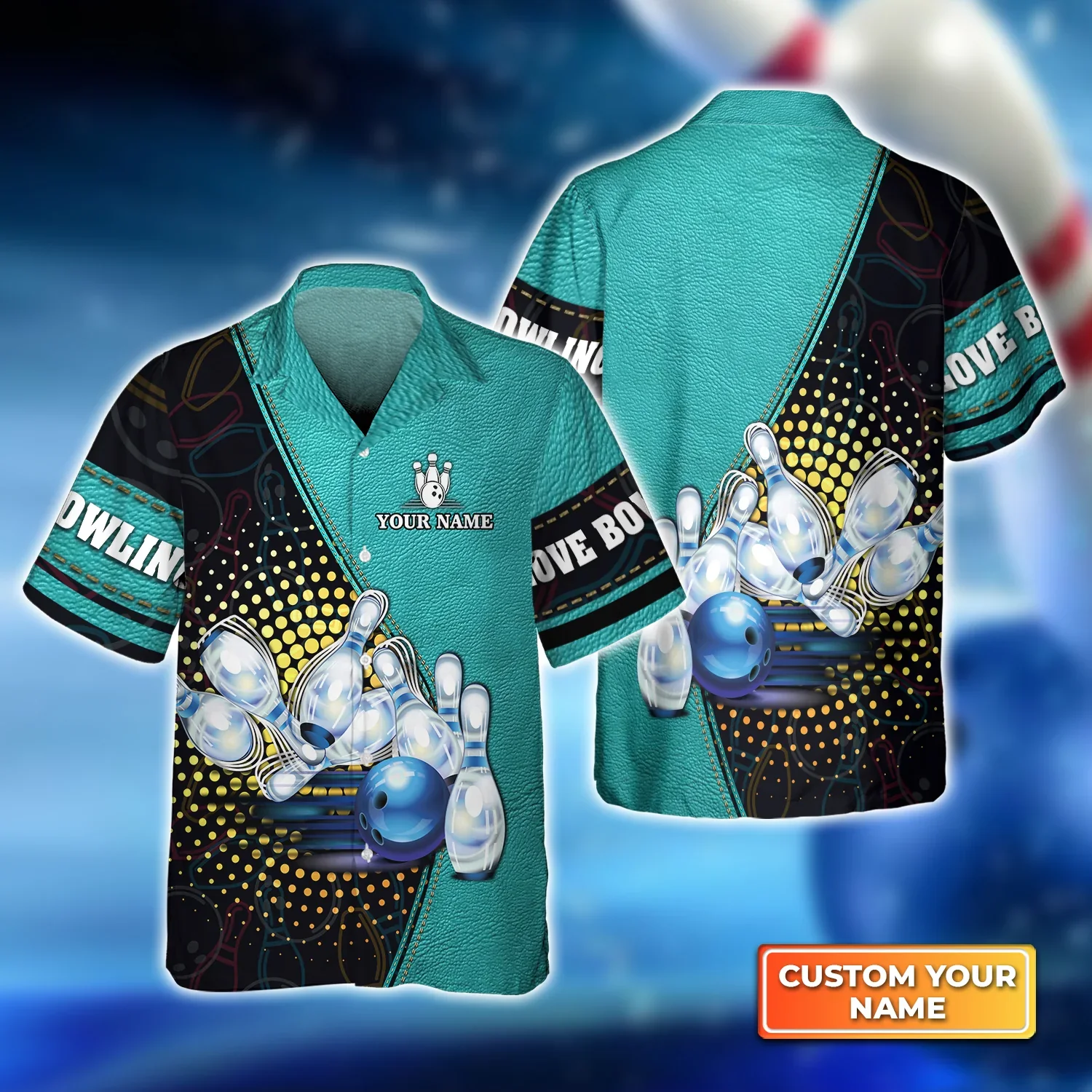 Bowling Game Sign Icon With Pin Skittle Trendy Hawaiian Shirt, Bowling Trendy Hawaiian Shirt For Men, Women, Bowling Team Shirt
