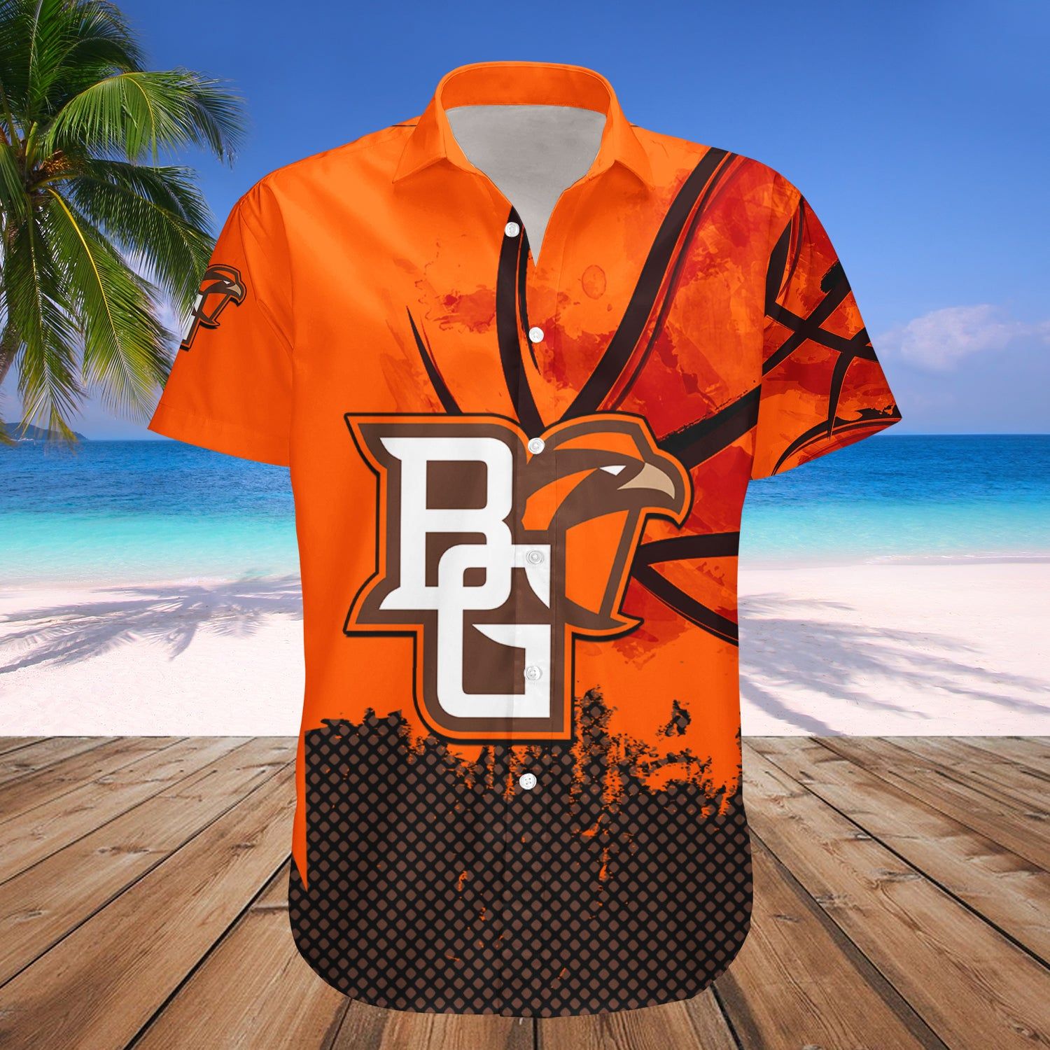 Bowling Green Falcons Hawaii Shirt Basketball Net Grunge Pattern – NCAA