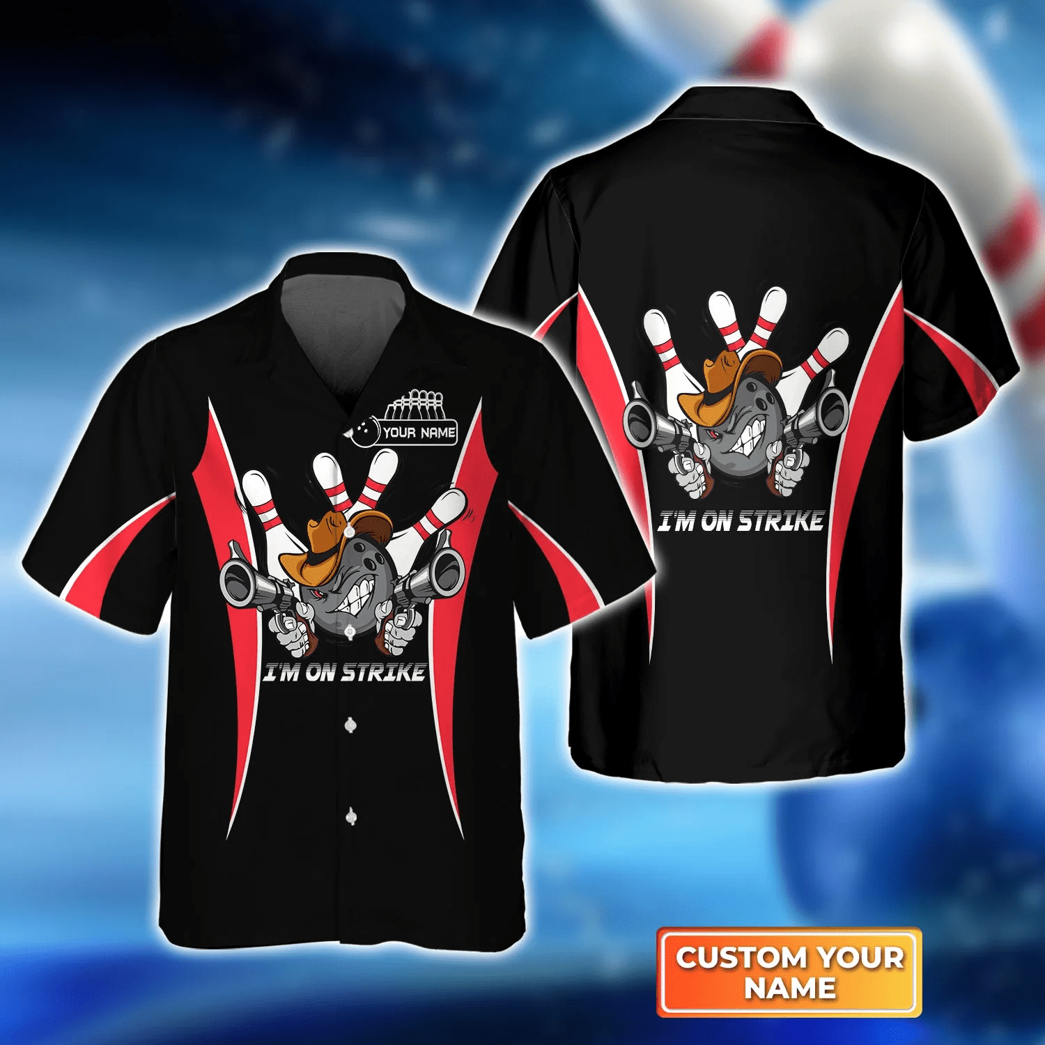 Bowling I’m On Strike Black Trendy Hawaiian Shirt, Bowling Trendy Hawaiian Shirt For Men, Women, Bowling Team Shirt