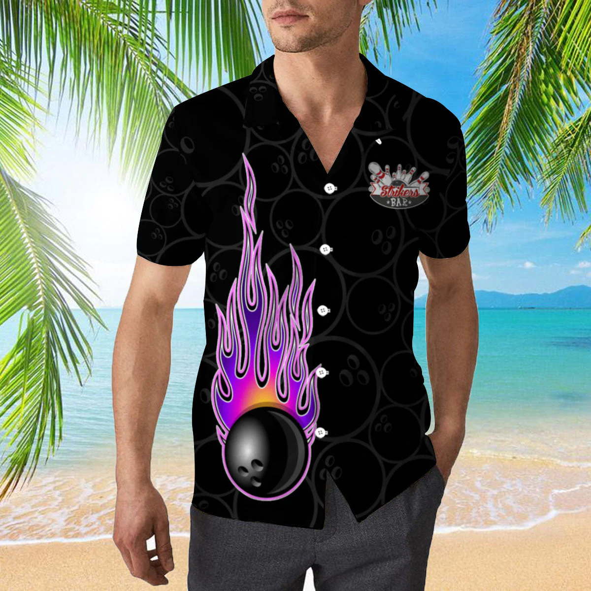 Bowling In Fire Trendy Hawaiian Shirt