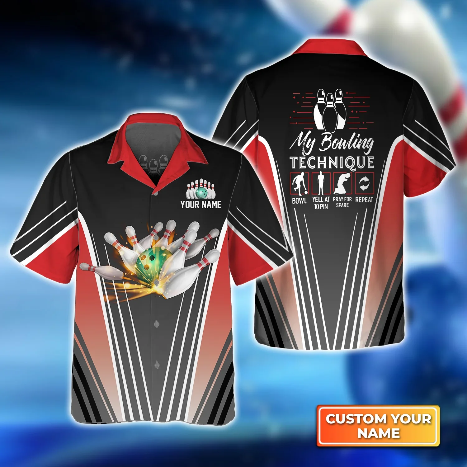 Bowling In Red My Bowling Technique Trendy Hawaiian Shirt, Bowling Trendy Hawaiian Shirt For Men, Women, Bowling Team Shirt