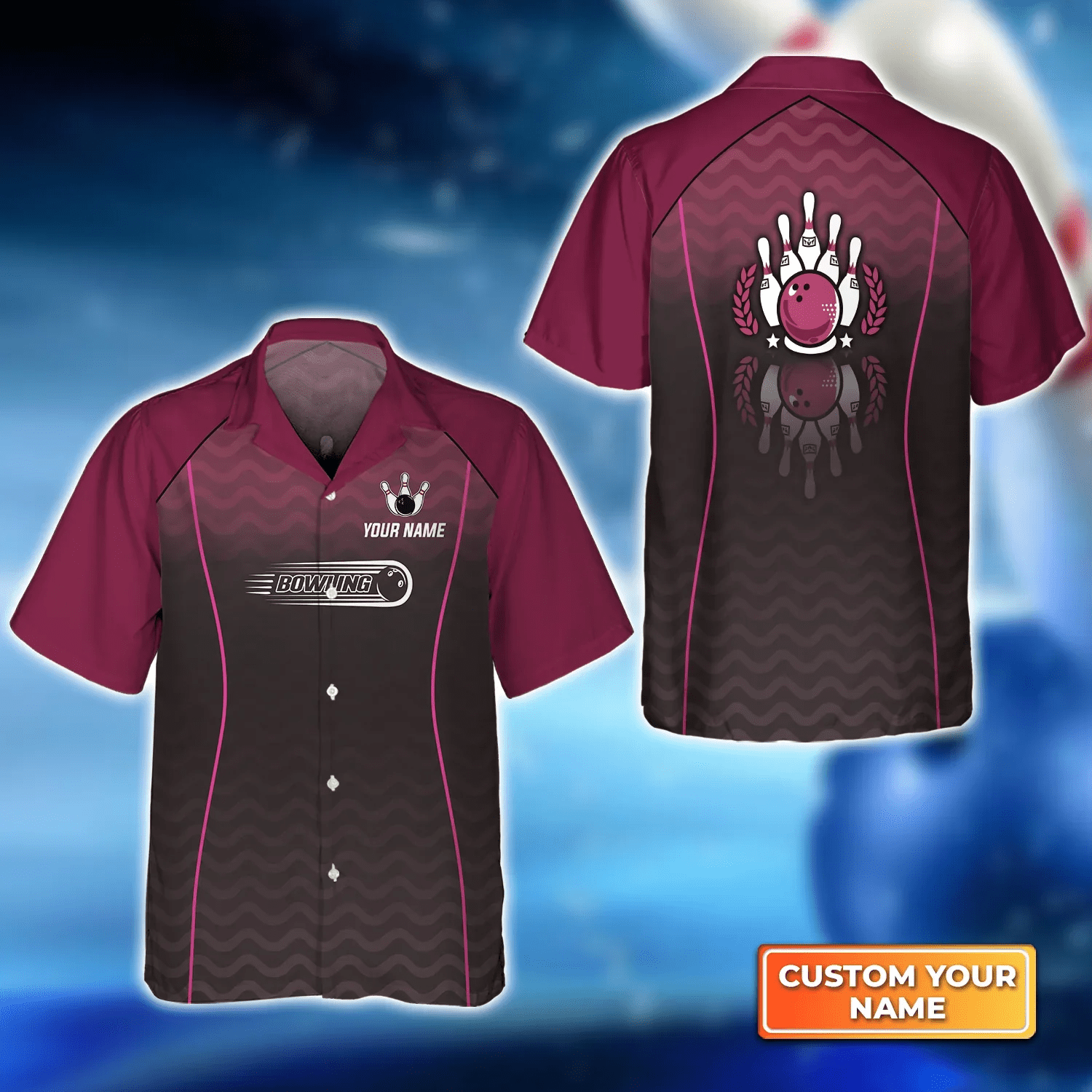 Bowling Interlaced Pattern Trendy Hawaiian Shirt, Bowling Trendy Hawaiian Shirt For Men, Women, Bowling Team Shirt