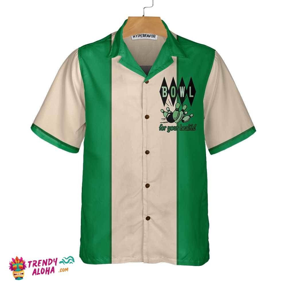 Bowling Is My Therapy Hawaiian Shirt, Green And White Bowling Shirt, Best Gift For Bowling Players