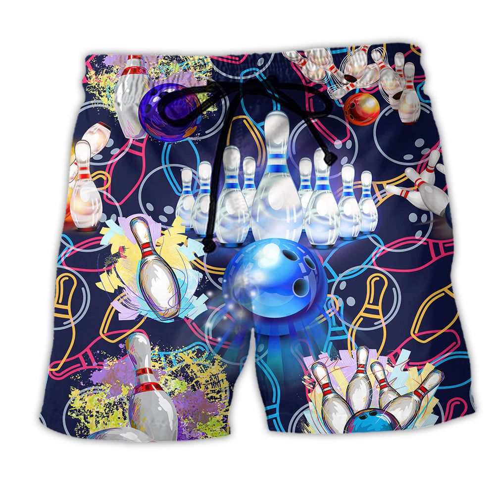 Bowling Let The Good Times Roll Short Trendy Aloha Hawaiian Beach Shorts Bowling Let The Good Times Roll Short Trendy Aloha Hawaiian Beach Shorts