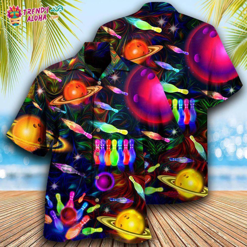 Bowling Neon Space Strike The Universe Hawaiian Shirt – Trendy Aloha