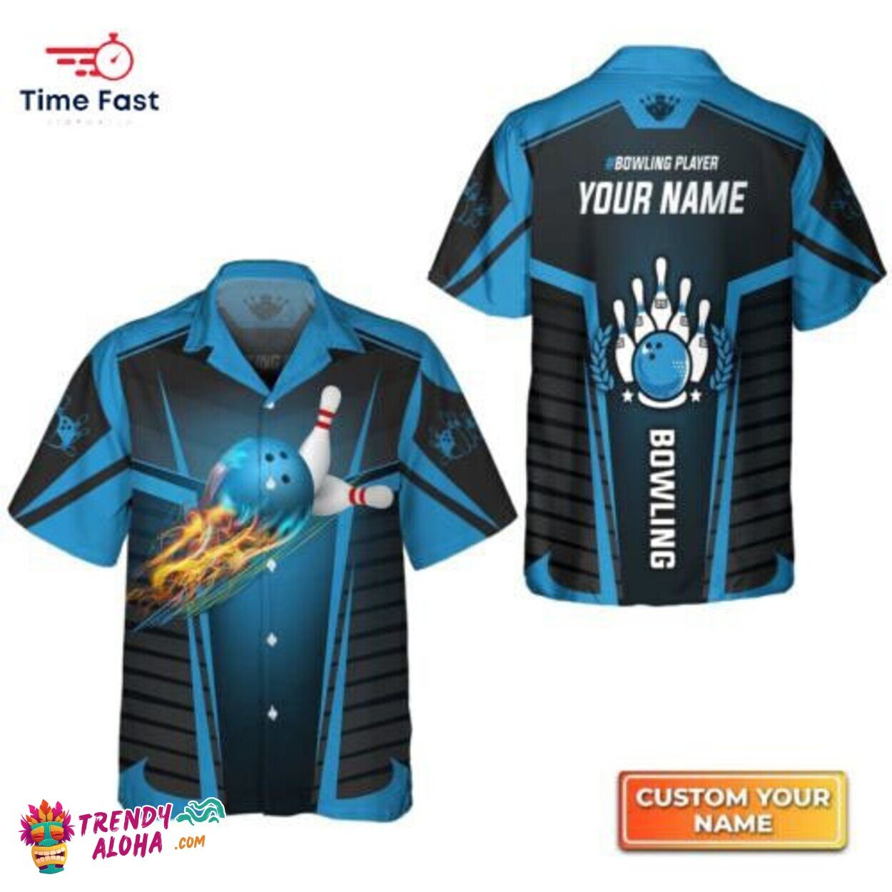 Bowling Player Hawaiian Theme Shirt Squad Style 3D Print S to 5XL